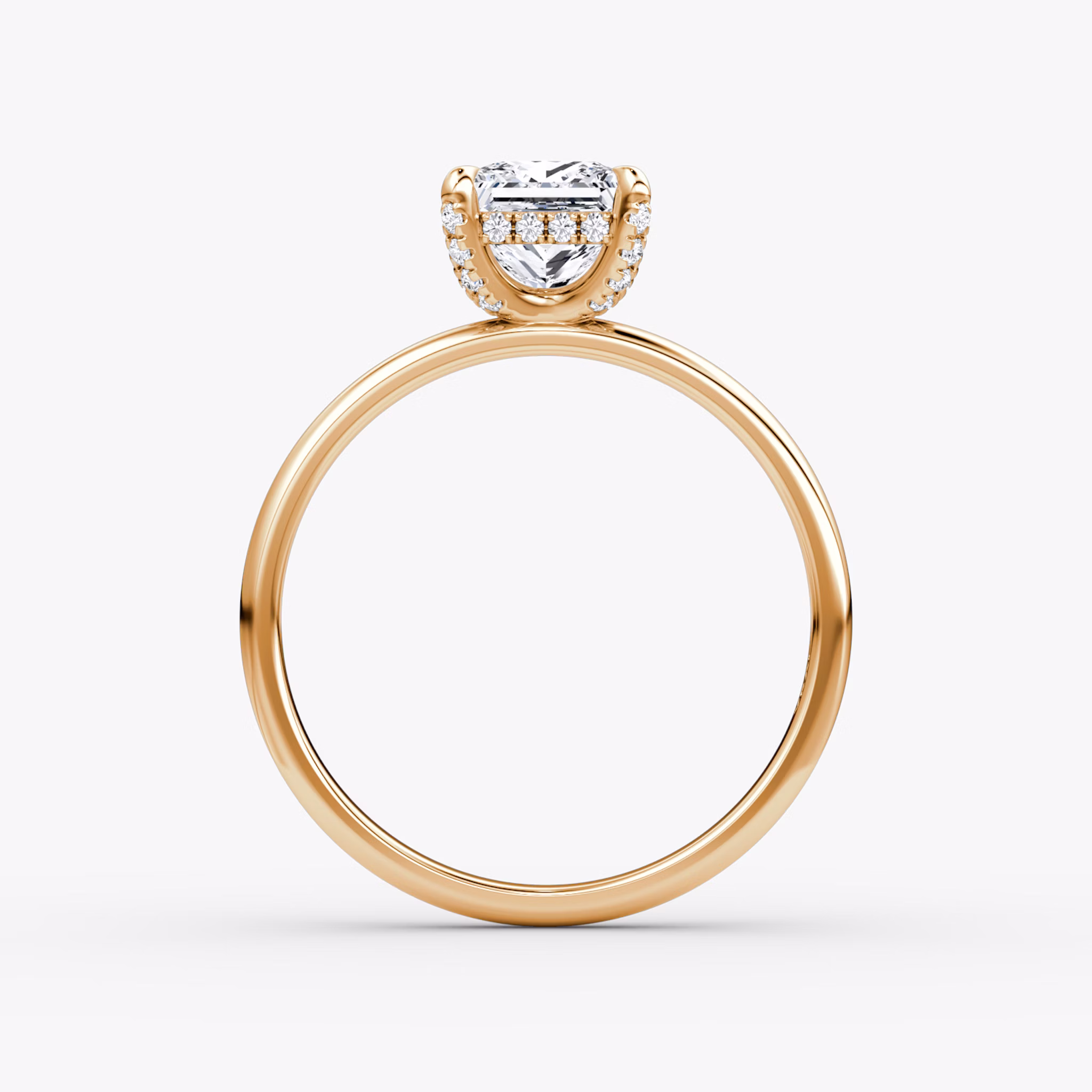 The Classic Hidden Halo | Princess | 14k | Rose Gold | bandAccent: Plain | bandWidth: large | prongStyle: Pavé | diamondOrientation: vertical | caratWeight: other