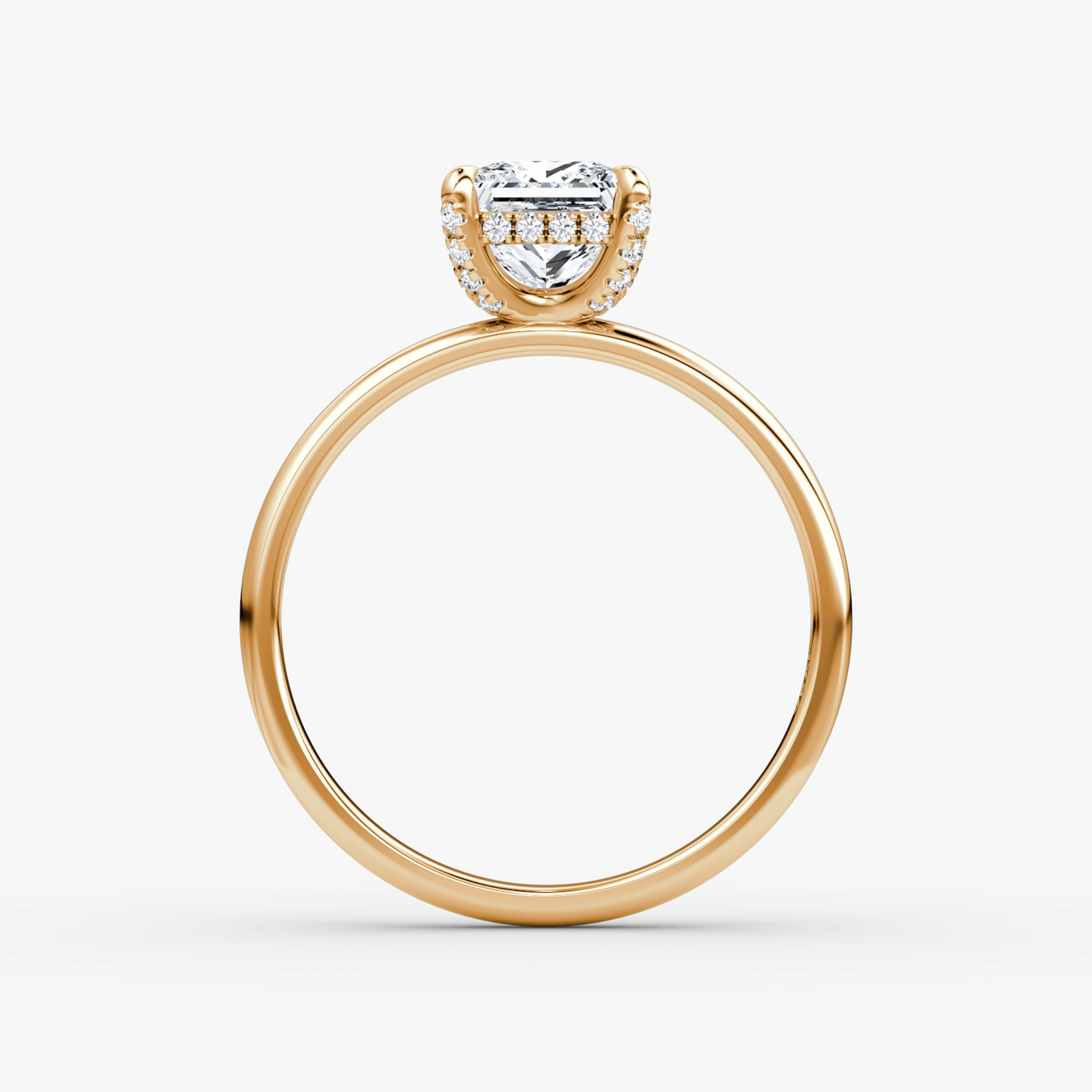 The Classic Hidden Halo | Princess | 14k | Rose Gold | bandAccent: Plain | bandWidth: large | prongStyle: Pavé | diamondOrientation: vertical | caratWeight: other