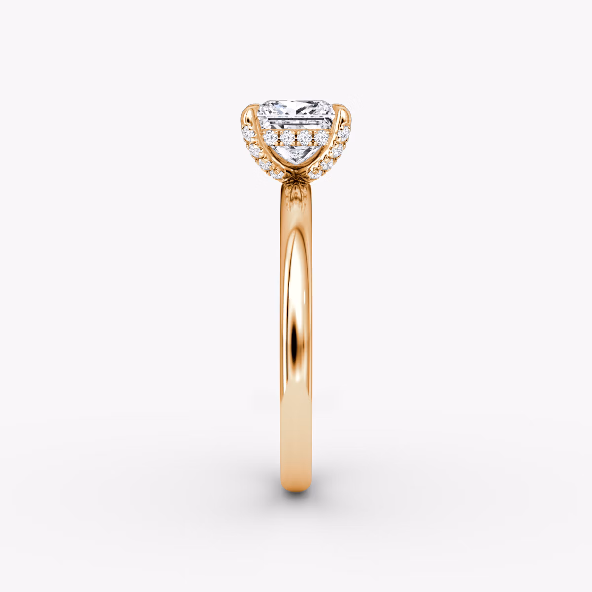 The Classic Hidden Halo | Princess | 14k | Rose Gold | bandAccent: Plain | bandWidth: large | prongStyle: Pavé | diamondOrientation: vertical | caratWeight: other