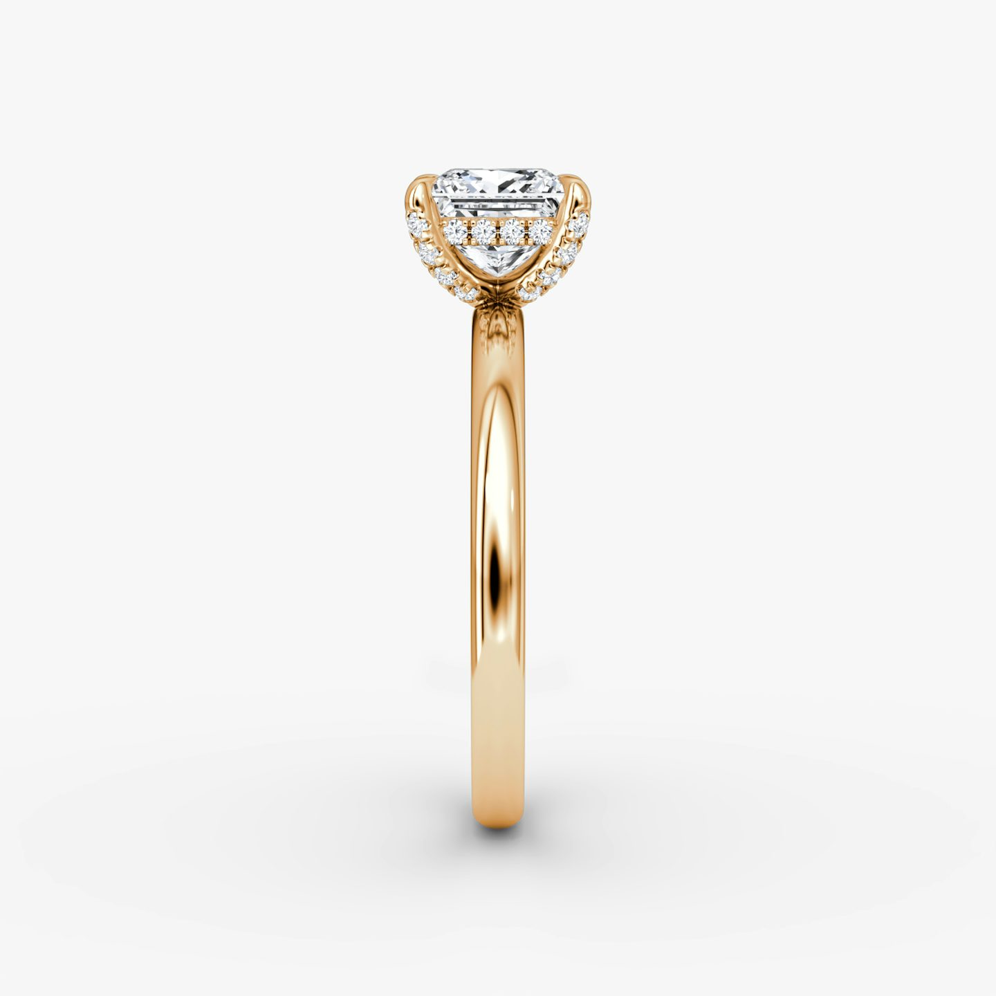 The Classic Hidden Halo | Princess | 14k | Rose Gold | bandAccent: Plain | bandWidth: large | prongStyle: Pavé | diamondOrientation: vertical | caratWeight: other