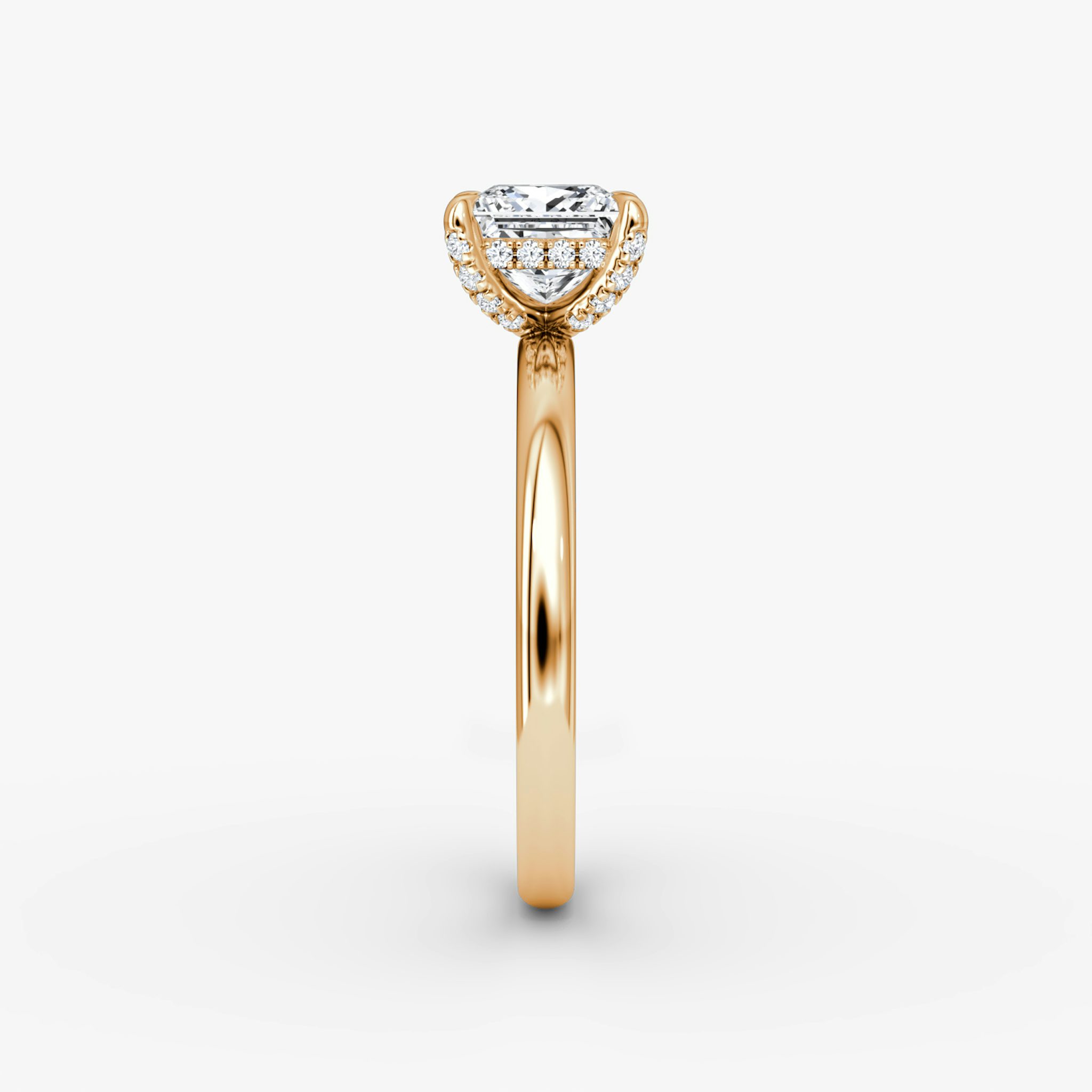 The Classic Hidden Halo | Princess | 14k | Rose Gold | bandAccent: Plain | bandWidth: large | prongStyle: Pavé | diamondOrientation: vertical | caratWeight: other