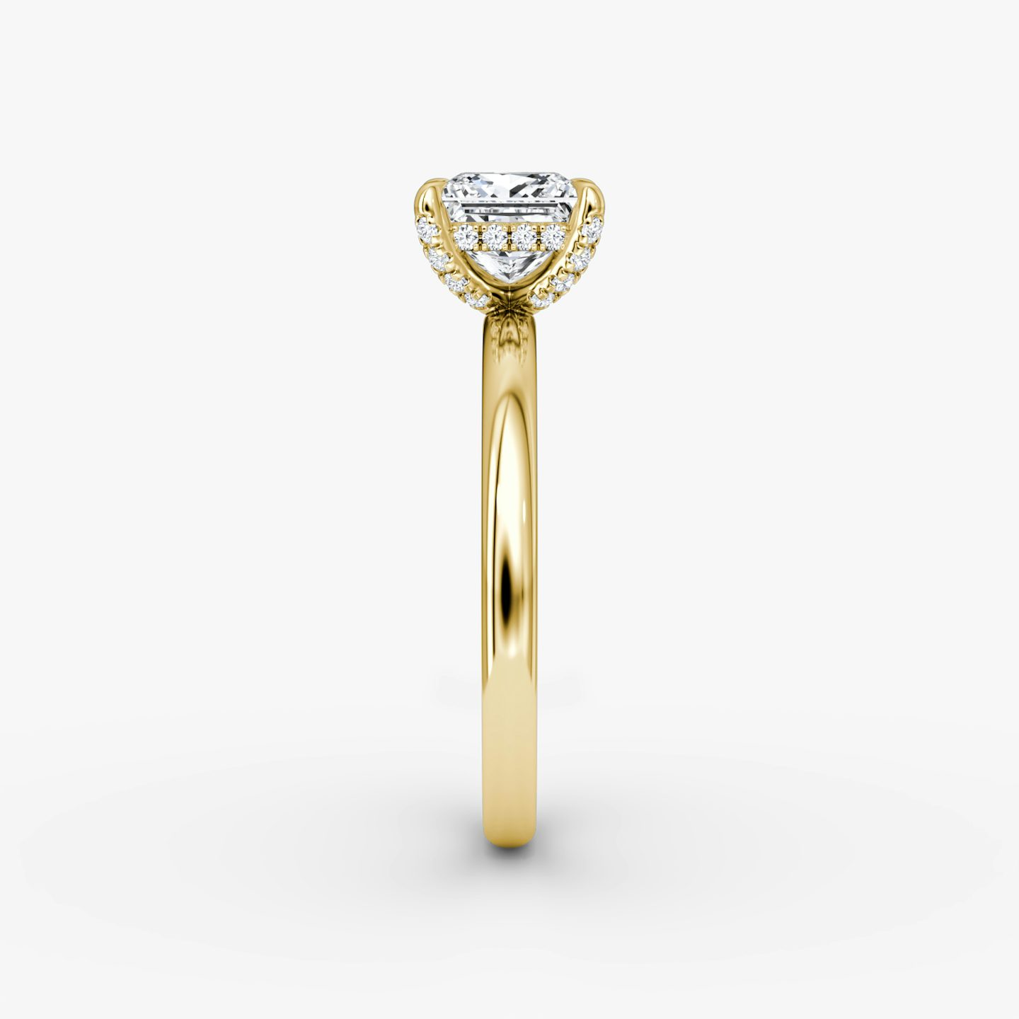 The Classic Hidden Halo | Princess | 18k | Yellow Gold | bandAccent: Plain | bandWidth: large | prongStyle: Pavé | diamondOrientation: vertical | caratWeight: other