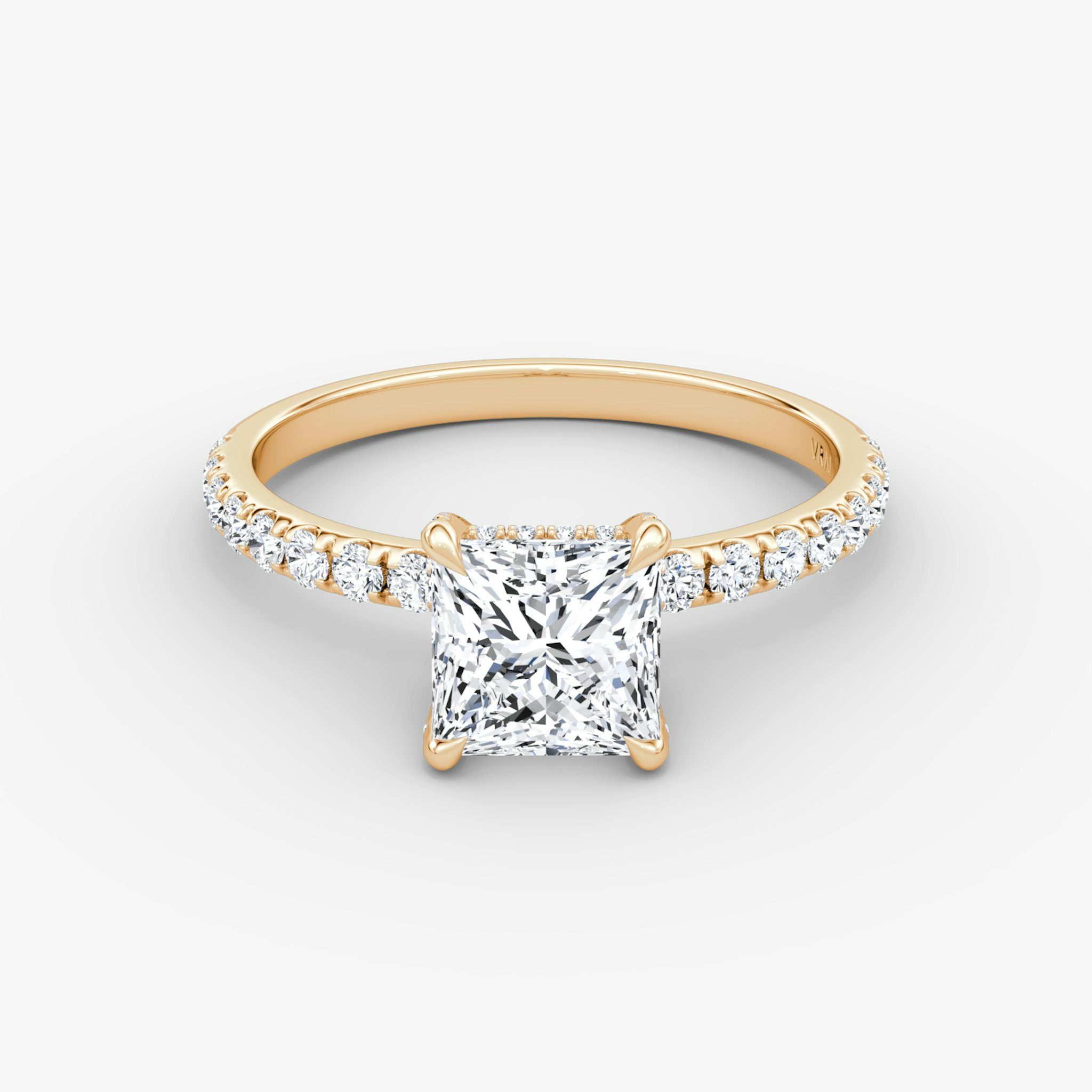 The Classic Hidden Halo | Princess | 14k | Rose Gold | bandAccent: Pavé | bandWidth: large | prongStyle: Pavé | diamondOrientation: vertical | caratWeight: other