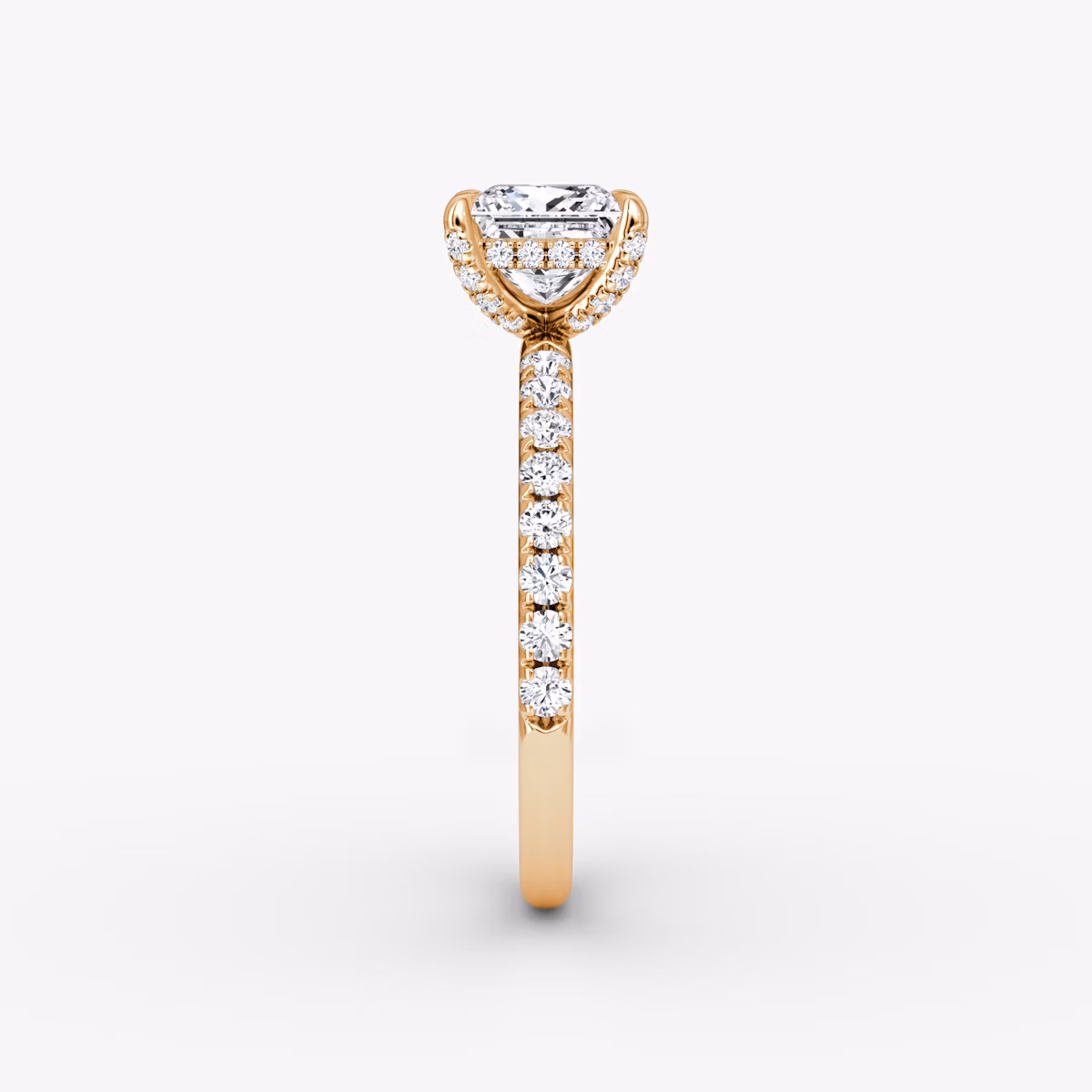 The Classic Hidden Halo | Princess | 14k | Rose Gold | bandAccent: Pavé | bandWidth: large | prongStyle: Pavé | diamondOrientation: vertical | caratWeight: other
