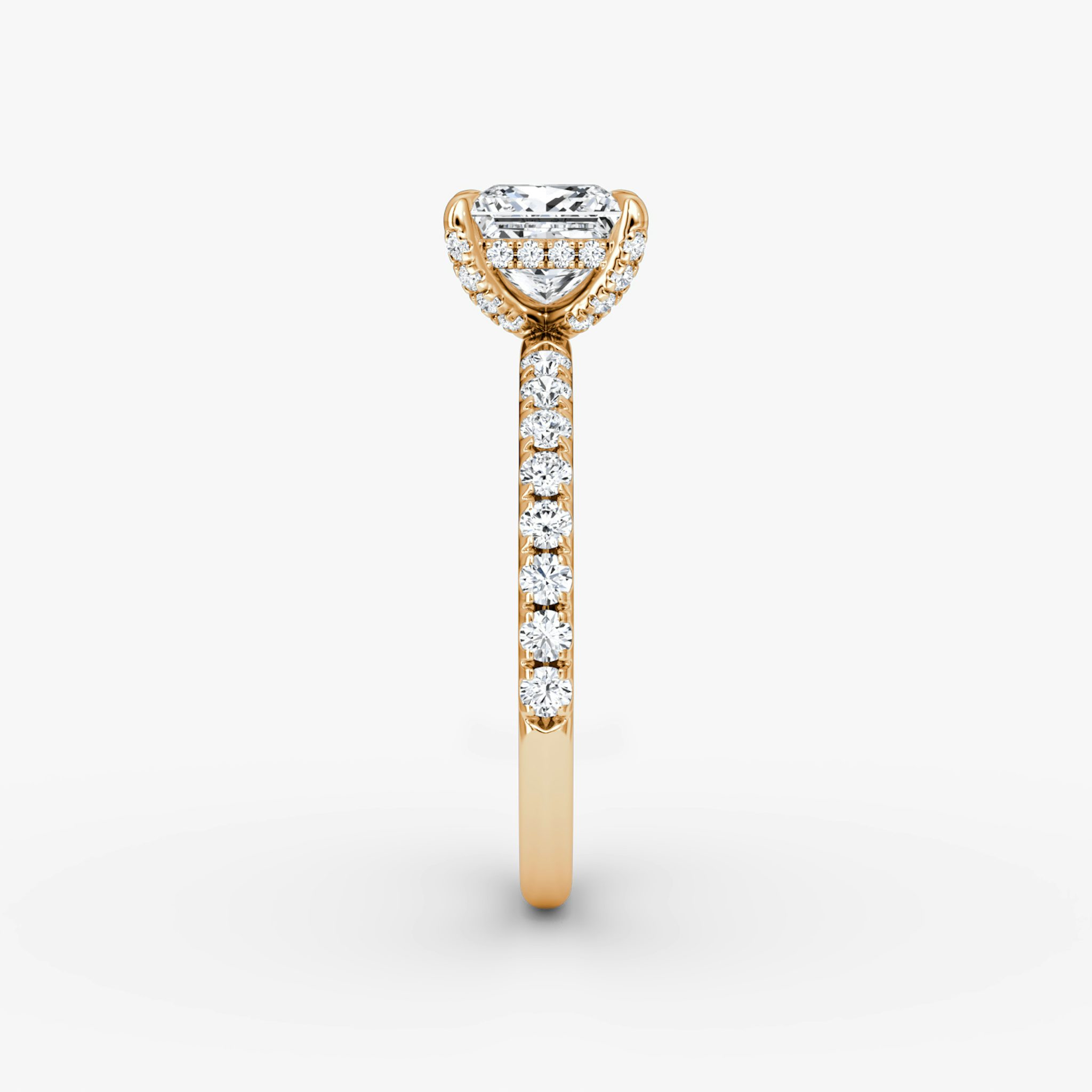 The Classic Hidden Halo | Princess | 14k | Rose Gold | bandAccent: Pavé | bandWidth: large | prongStyle: Pavé | diamondOrientation: vertical | caratWeight: other