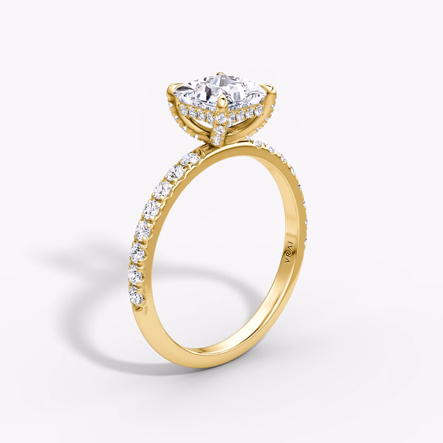 The Classic Hidden Halo Princess | Yellow Gold