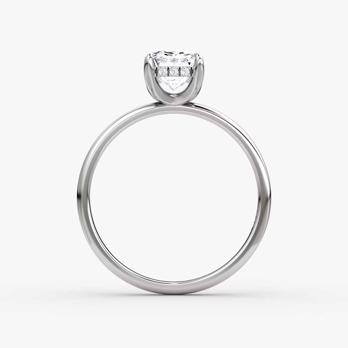 The Classic Hidden Halo | Emerald | 18k | White Gold | bandAccent: Plain | bandWidth: large | prongStyle: Plain | diamondOrientation: vertical | caratWeight: other