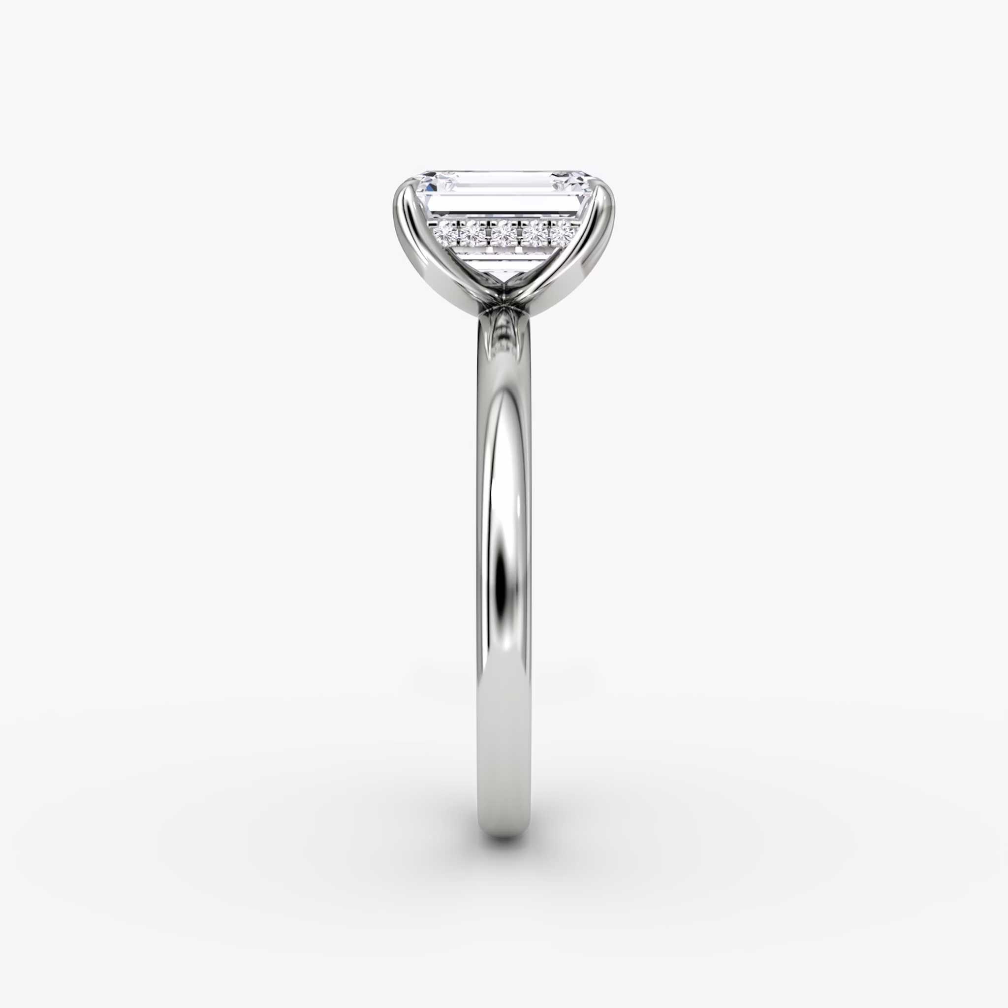 The Classic Hidden Halo | Emerald | Platinum | bandAccent: Plain | bandWidth: large | prongStyle: Plain | diamondOrientation: vertical | caratWeight: other