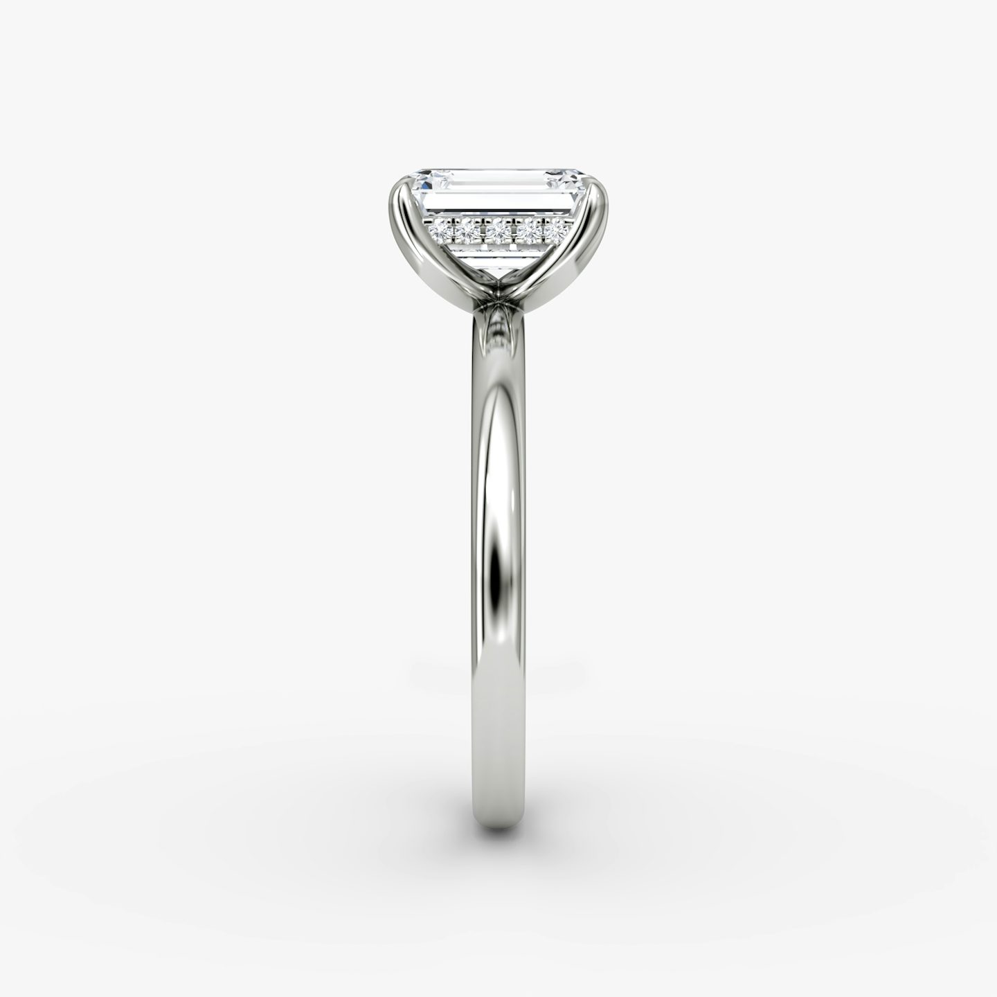 The Classic Hidden Halo | Emerald | Platinum | bandAccent: Plain | bandWidth: large | prongStyle: Plain | diamondOrientation: vertical | caratWeight: other