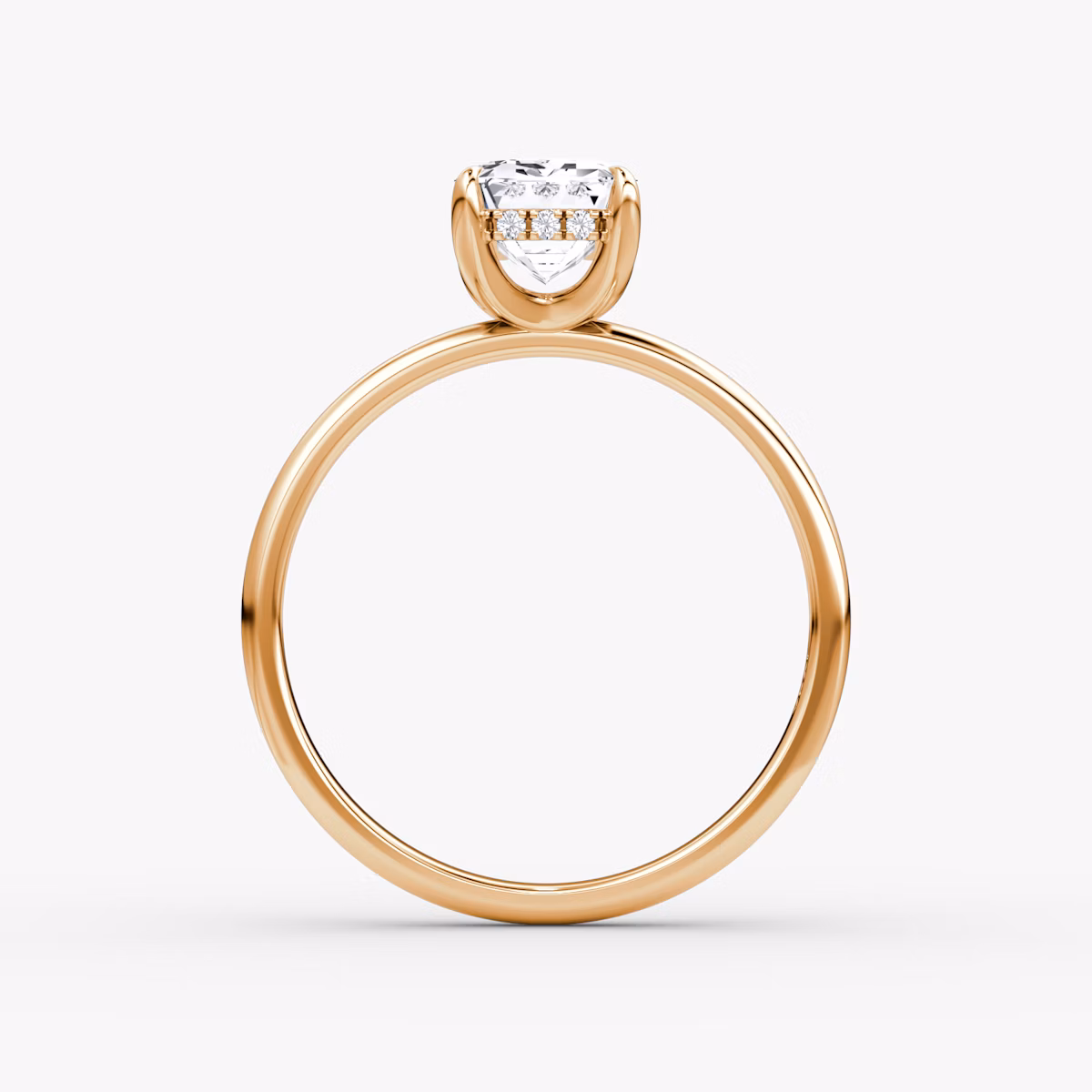 Classic Hidden Halo | Emerald | 14k | Roségold | bandAccent: Ohne Pavé-Besatz | bandWidth: large | prongStyle: Ohne Pavé-Besatz | diamondOrientation: vertical | caratWeight: other