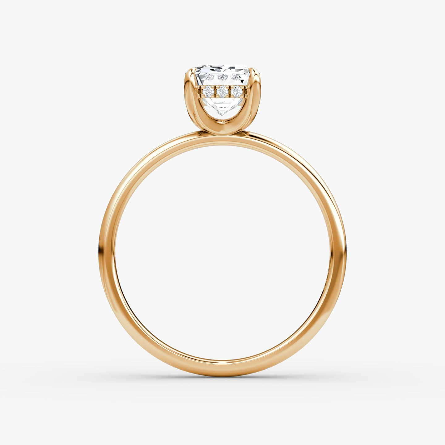 The Classic Hidden Halo | Emerald | 14k | Rose Gold | bandAccent: Plain | bandWidth: large | prongStyle: Plain | diamondOrientation: vertical | caratWeight: other