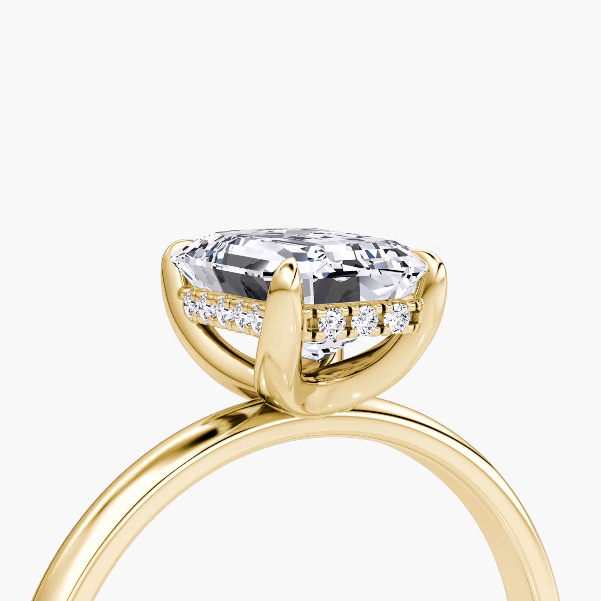 The Classic Hidden Halo | Emerald | 18k | Yellow Gold | bandAccent: Plain | bandWidth: large | prongStyle: Plain | diamondOrientation: vertical | caratWeight: other