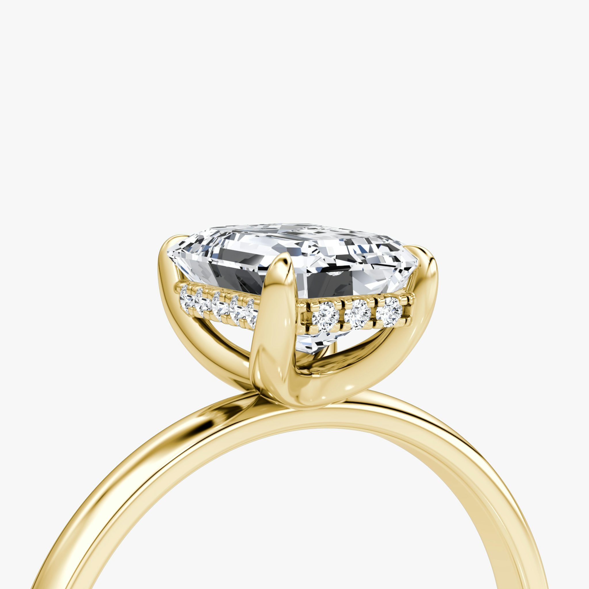 The Classic Hidden Halo | Emerald | 18k | Yellow Gold | bandAccent: Plain | bandWidth: large | prongStyle: Plain | diamondOrientation: vertical | caratWeight: other