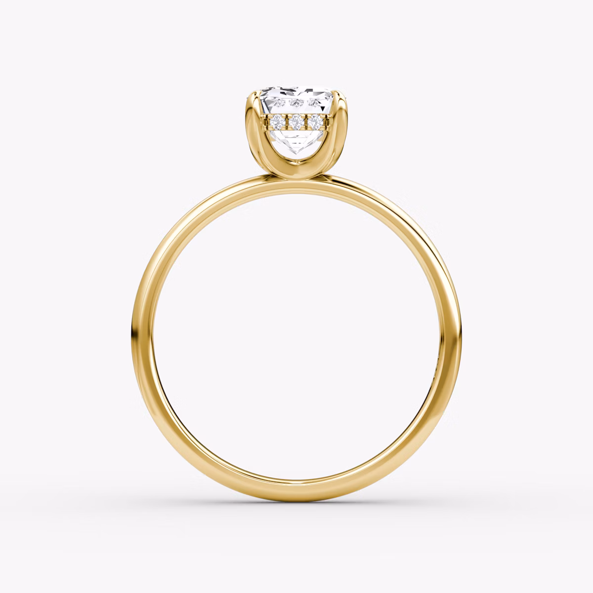 The Classic Hidden Halo | Emerald | 18k | Yellow Gold | bandAccent: Plain | bandWidth: large | prongStyle: Plain | diamondOrientation: vertical | caratWeight: other