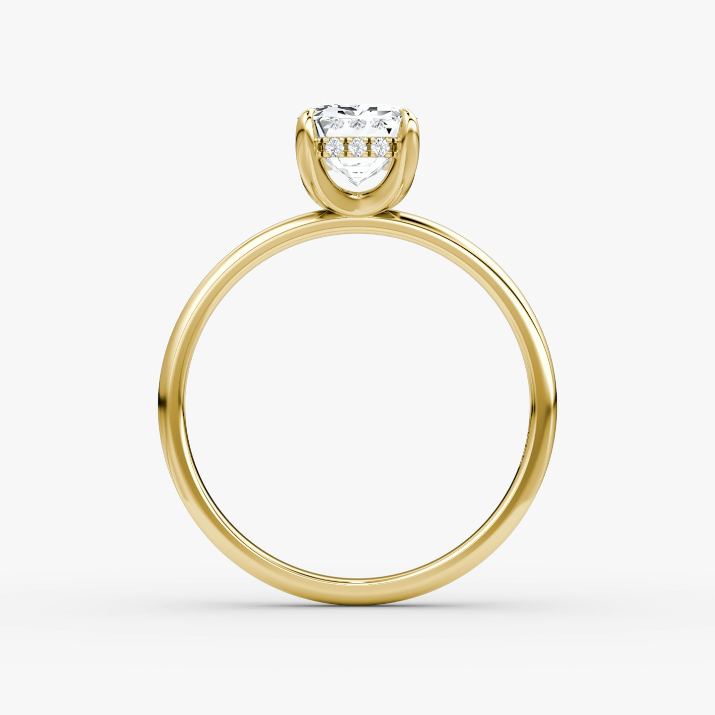 The Classic Hidden Halo | Emerald | 18k | Yellow Gold | bandAccent: Plain | bandWidth: large | prongStyle: Plain | diamondOrientation: vertical | caratWeight: other