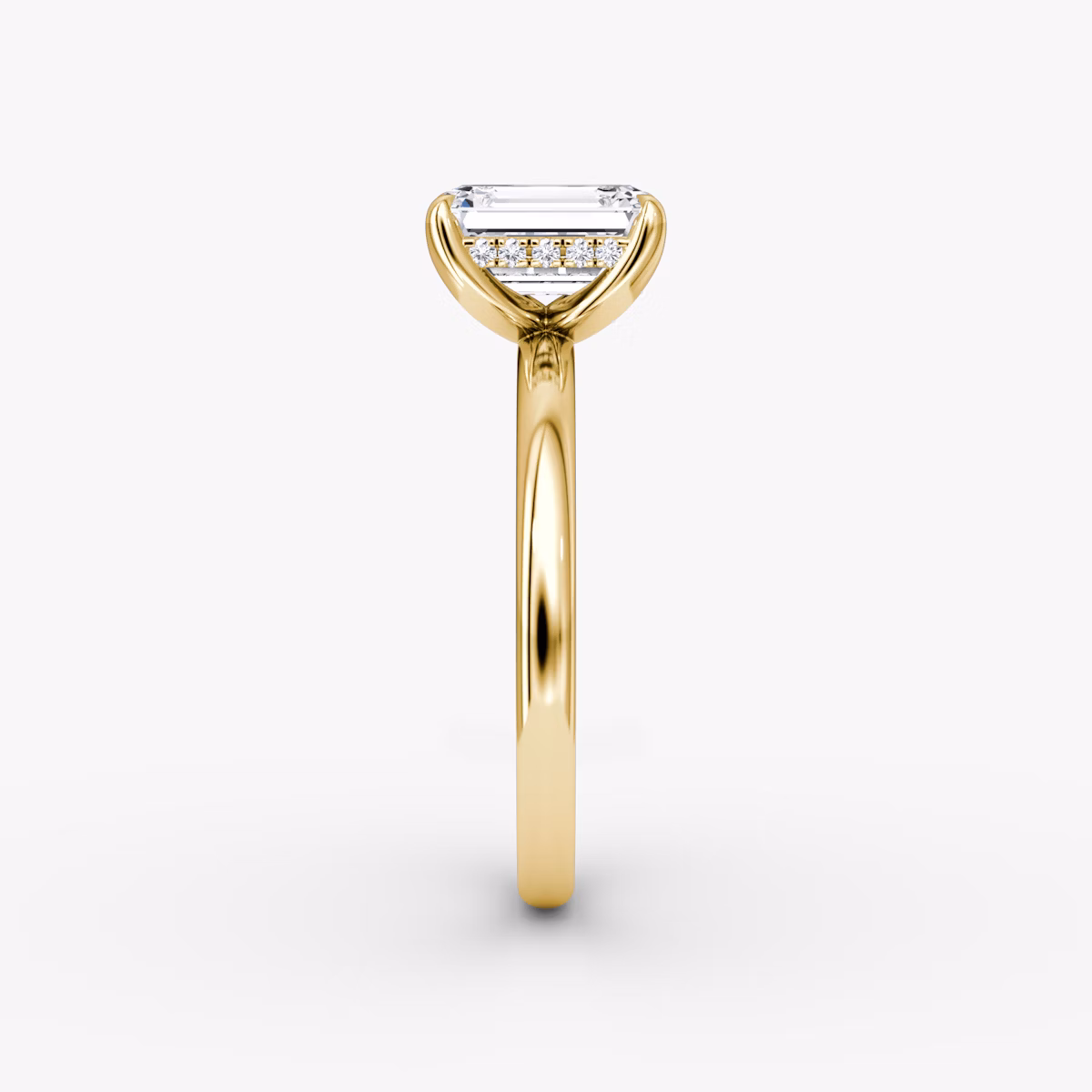 The Classic Hidden Halo | Emerald | 18k | Yellow Gold | bandAccent: Plain | bandWidth: large | prongStyle: Plain | diamondOrientation: vertical | caratWeight: other