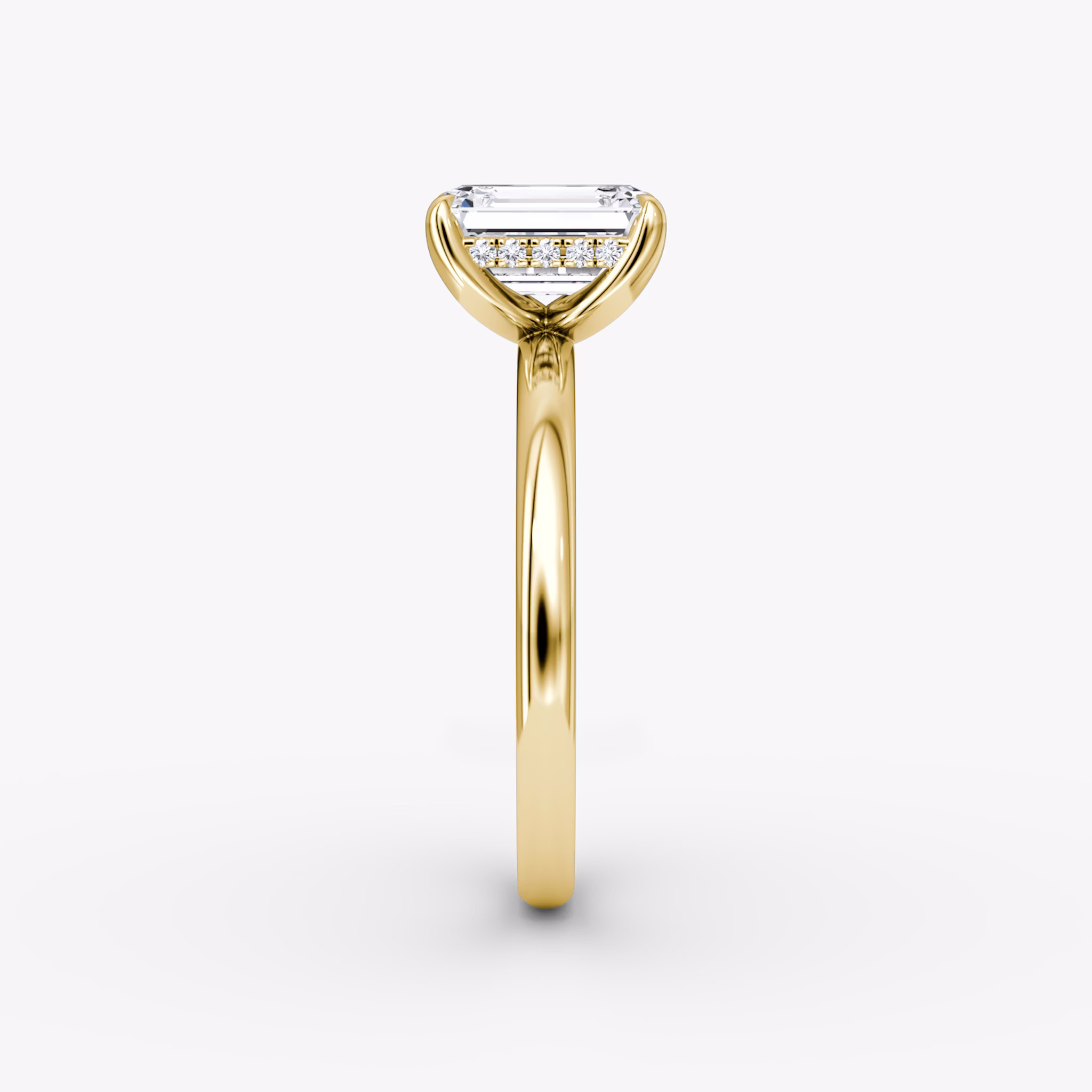 The Classic Hidden Halo | Emerald | 18k | Yellow Gold | bandAccent: Plain | bandWidth: large | prongStyle: Plain | diamondOrientation: vertical | caratWeight: other