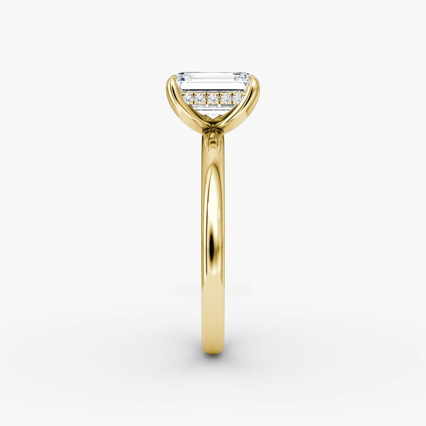 The Classic Hidden Halo | Emerald | 18k | Yellow Gold | bandAccent: Plain | bandWidth: large | prongStyle: Plain | diamondOrientation: vertical | caratWeight: other