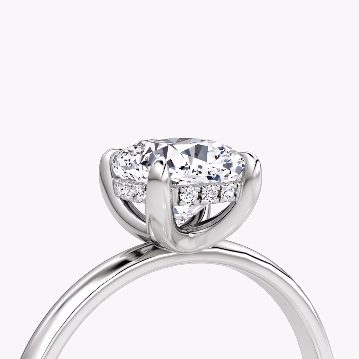 The Classic Hidden Halo | Cushion | Platinum | bandAccent: Plain | bandWidth: large | prongStyle: Plain | diamondOrientation: vertical | caratWeight: other