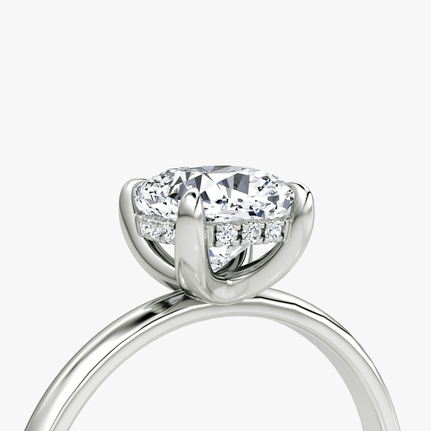 The Classic Hidden Halo | Cushion | Platinum | bandAccent: Plain | bandWidth: large | prongStyle: Plain | diamondOrientation: vertical | caratWeight: other