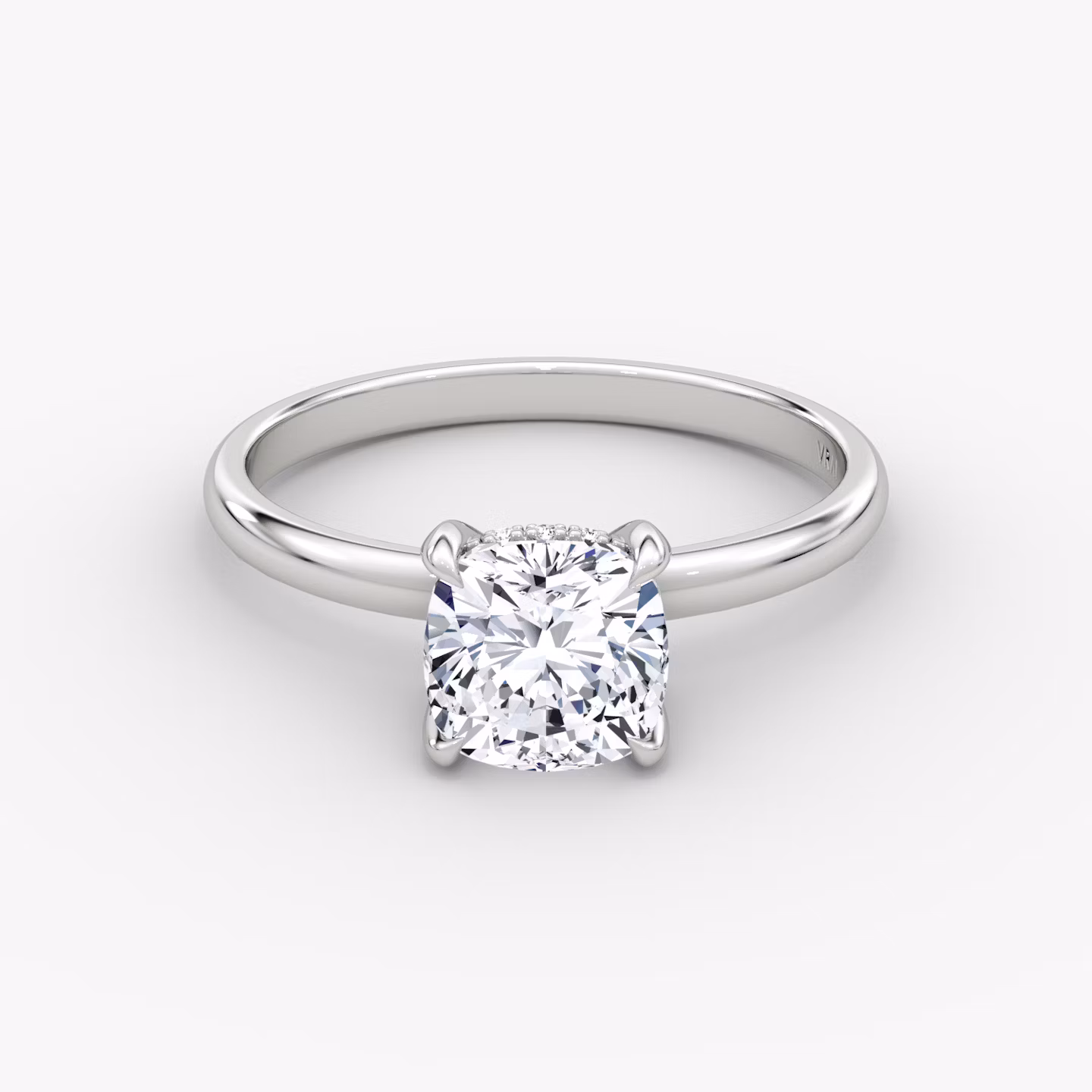 The Classic Hidden Halo | Cushion | Platinum | bandAccent: Plain | bandWidth: large | prongStyle: Plain | diamondOrientation: vertical | caratWeight: other