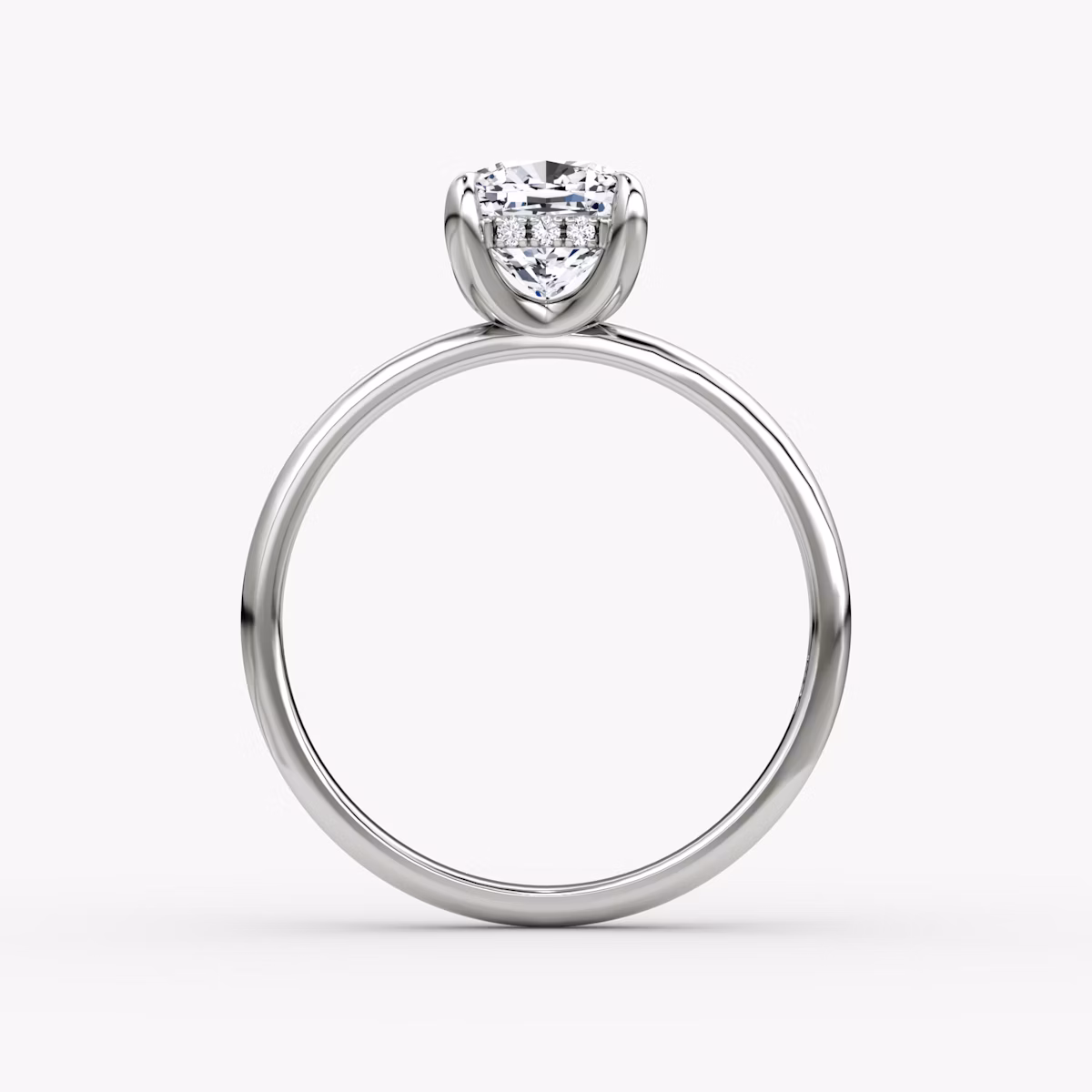 The Classic Hidden Halo | Cushion | Platinum | bandAccent: Plain | bandWidth: large | prongStyle: Plain | diamondOrientation: vertical | caratWeight: other
