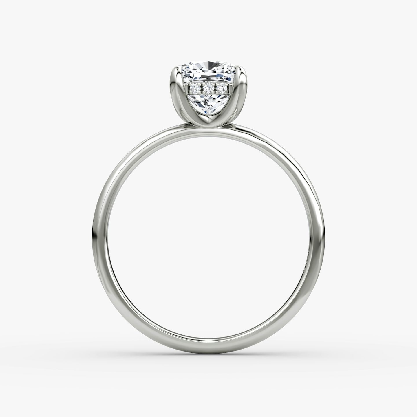 The Classic Hidden Halo | Cushion | Platinum | bandAccent: Plain | bandWidth: large | prongStyle: Plain | diamondOrientation: vertical | caratWeight: other