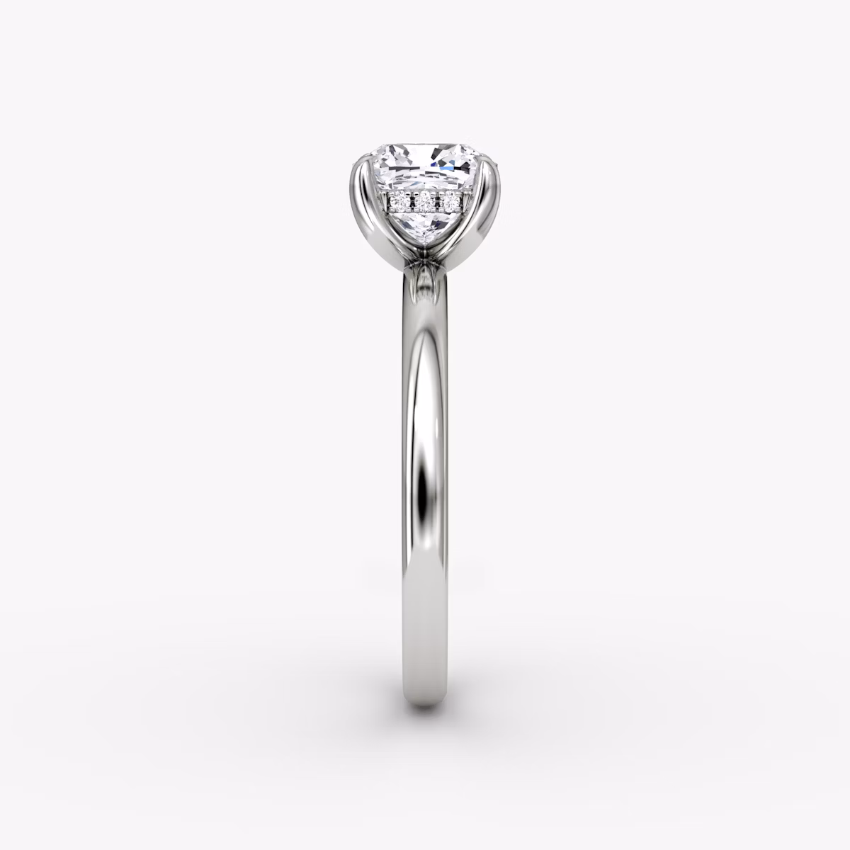 The Classic Hidden Halo | Cushion | Platinum | bandAccent: Plain | bandWidth: large | prongStyle: Plain | diamondOrientation: vertical | caratWeight: other