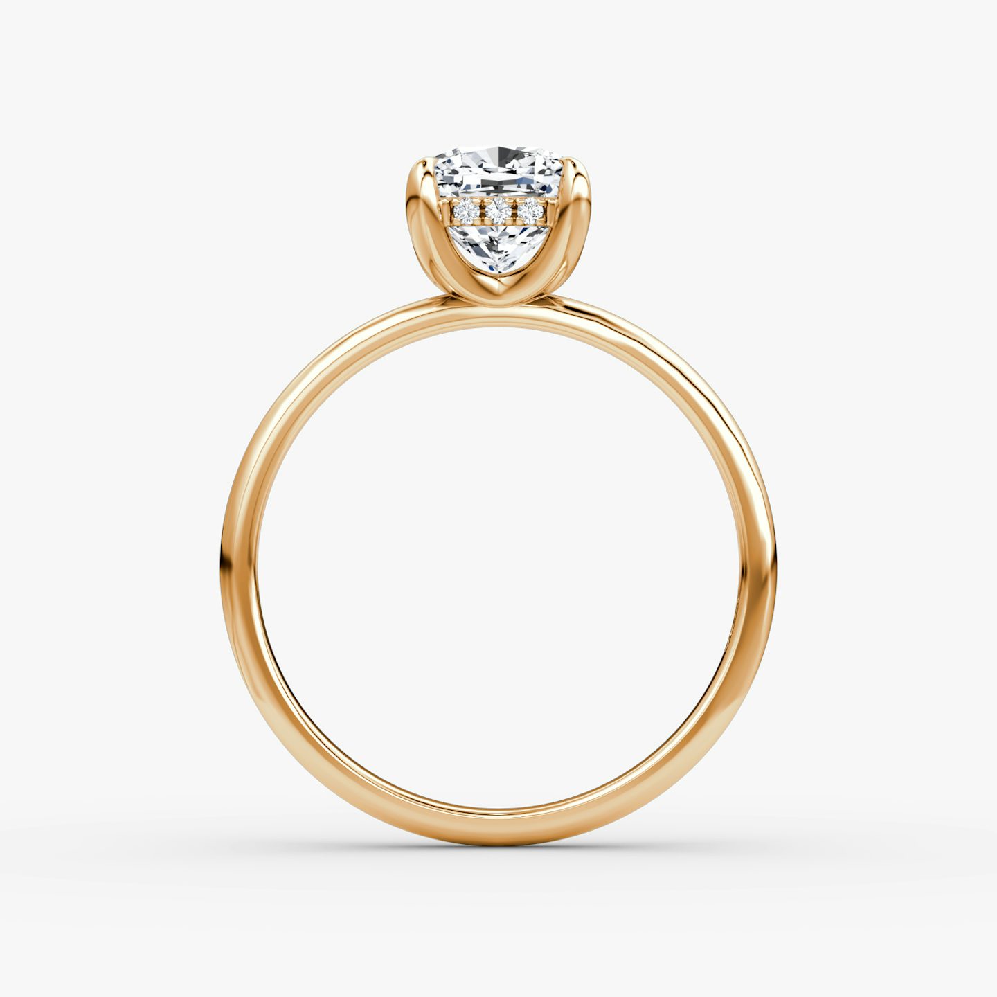 The Classic Hidden Halo | Cushion | 14k | Rose Gold | bandAccent: Plain | bandWidth: large | prongStyle: Plain | diamondOrientation: vertical | caratWeight: other