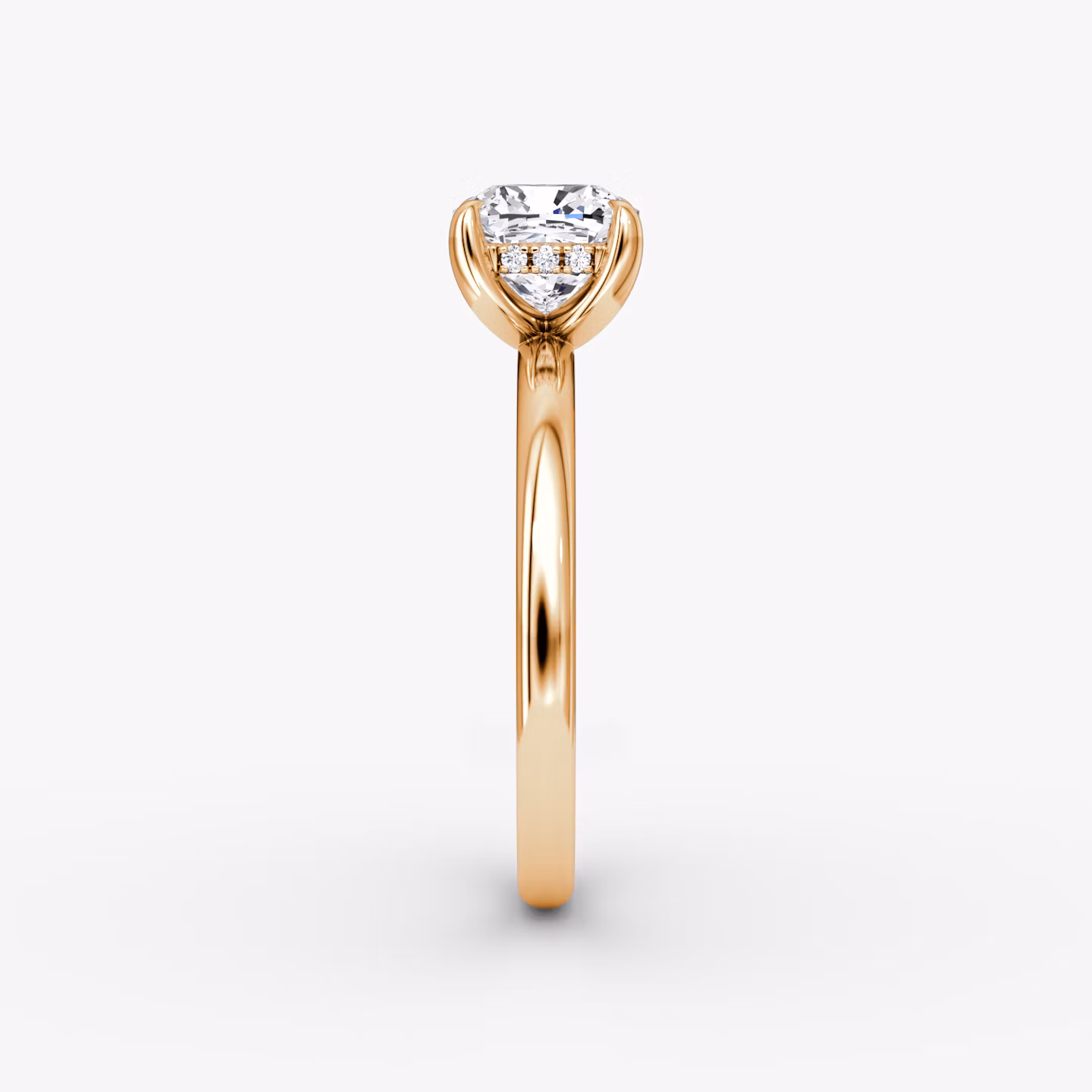 The Classic Hidden Halo | Cushion | 14k | Rose Gold | bandAccent: Plain | bandWidth: large | prongStyle: Plain | diamondOrientation: vertical | caratWeight: other