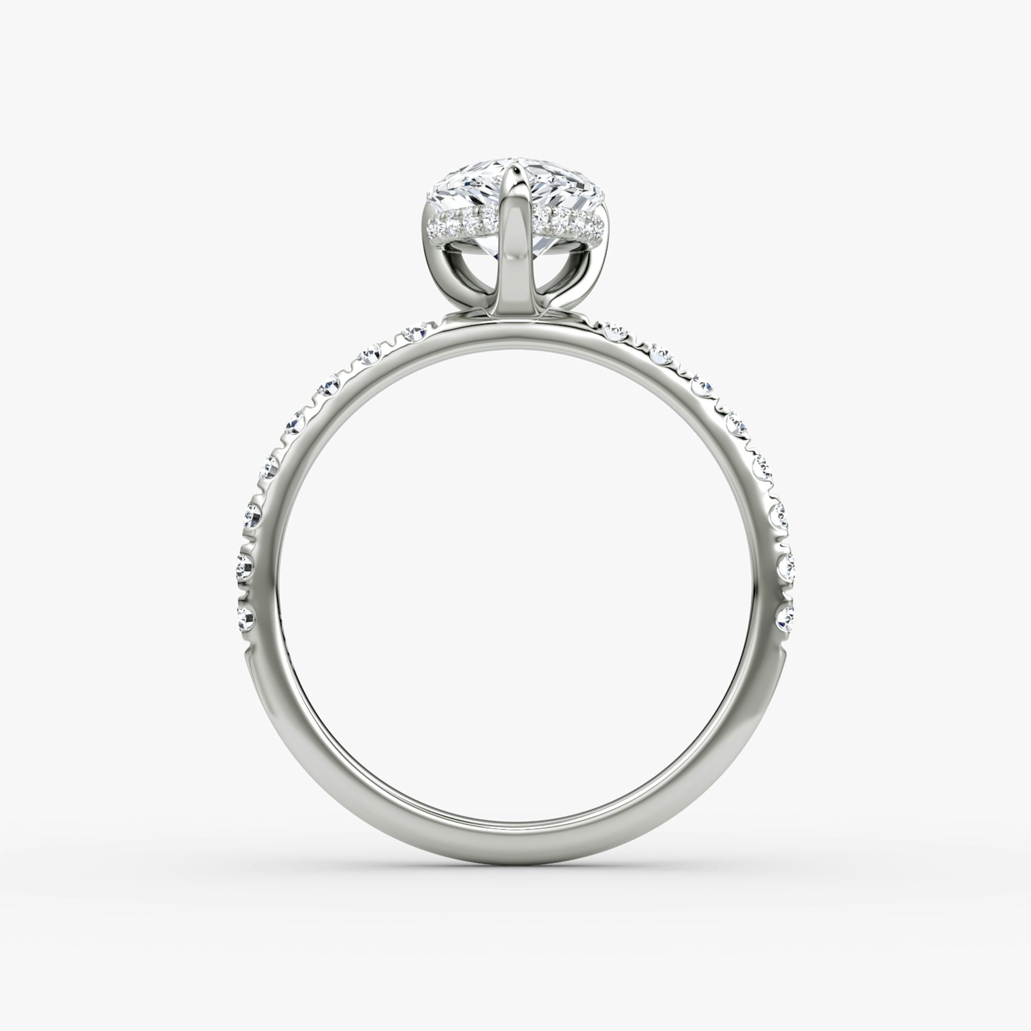 The Classic Hidden Halo | Pear | 18k | White Gold | bandAccent: Pavé | bandWidth: large | prongStyle: Plain | diamondOrientation: vertical | caratWeight: other