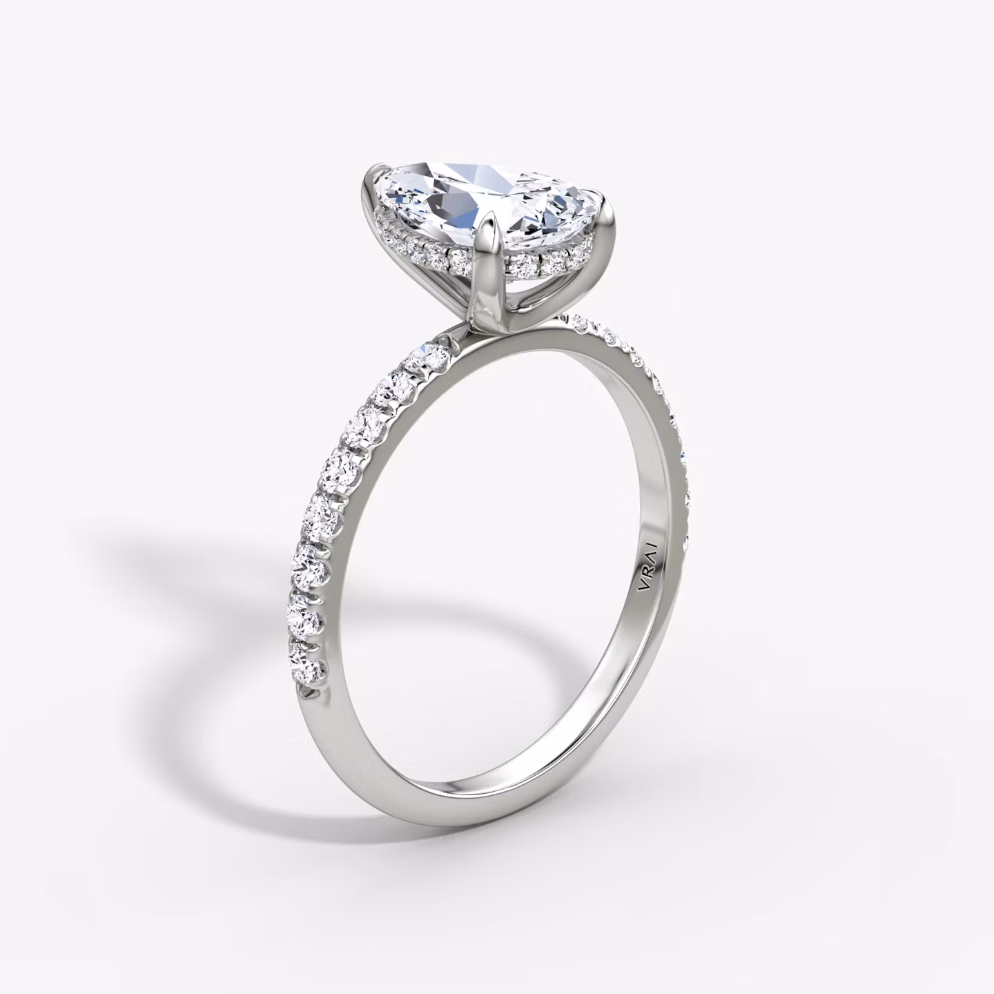 The Classic Hidden Halo Pear | White Gold