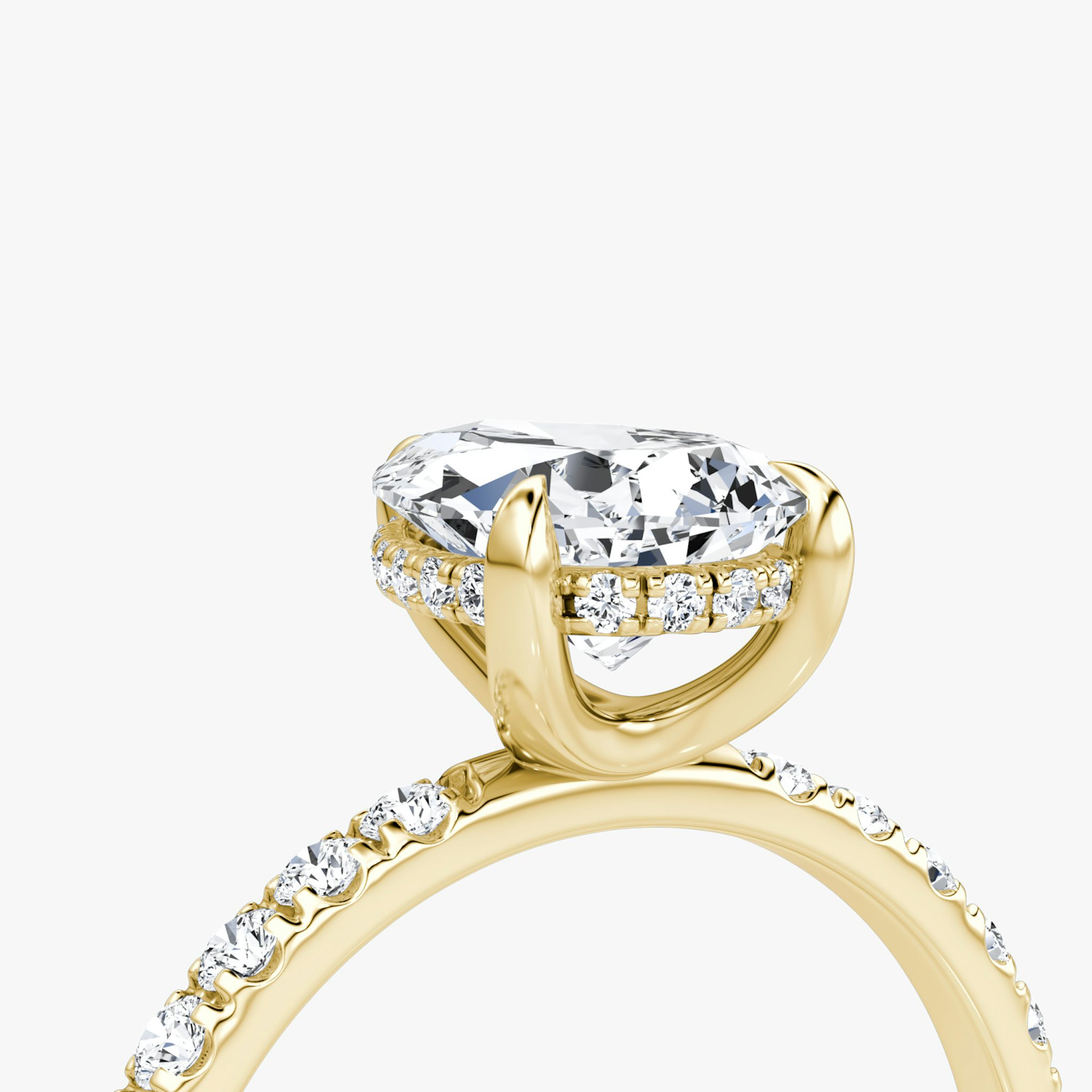 The Classic Hidden Halo | Pear | 18k | Yellow Gold | bandAccent: Pavé | bandWidth: large | prongStyle: Plain | diamondOrientation: vertical | caratWeight: other