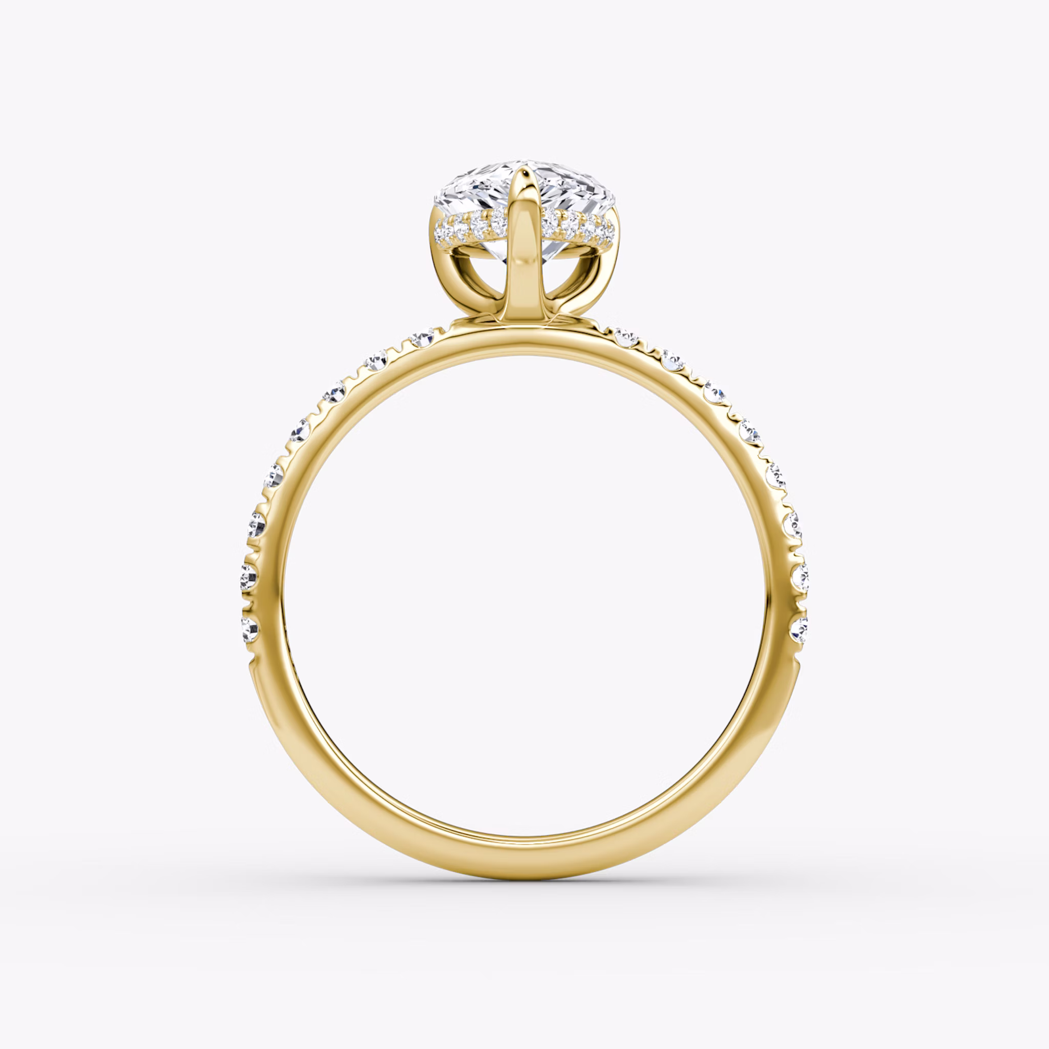 The Classic Hidden Halo | Pear | 18k | Yellow Gold | bandAccent: Pavé | bandWidth: large | prongStyle: Plain | diamondOrientation: vertical | caratWeight: other