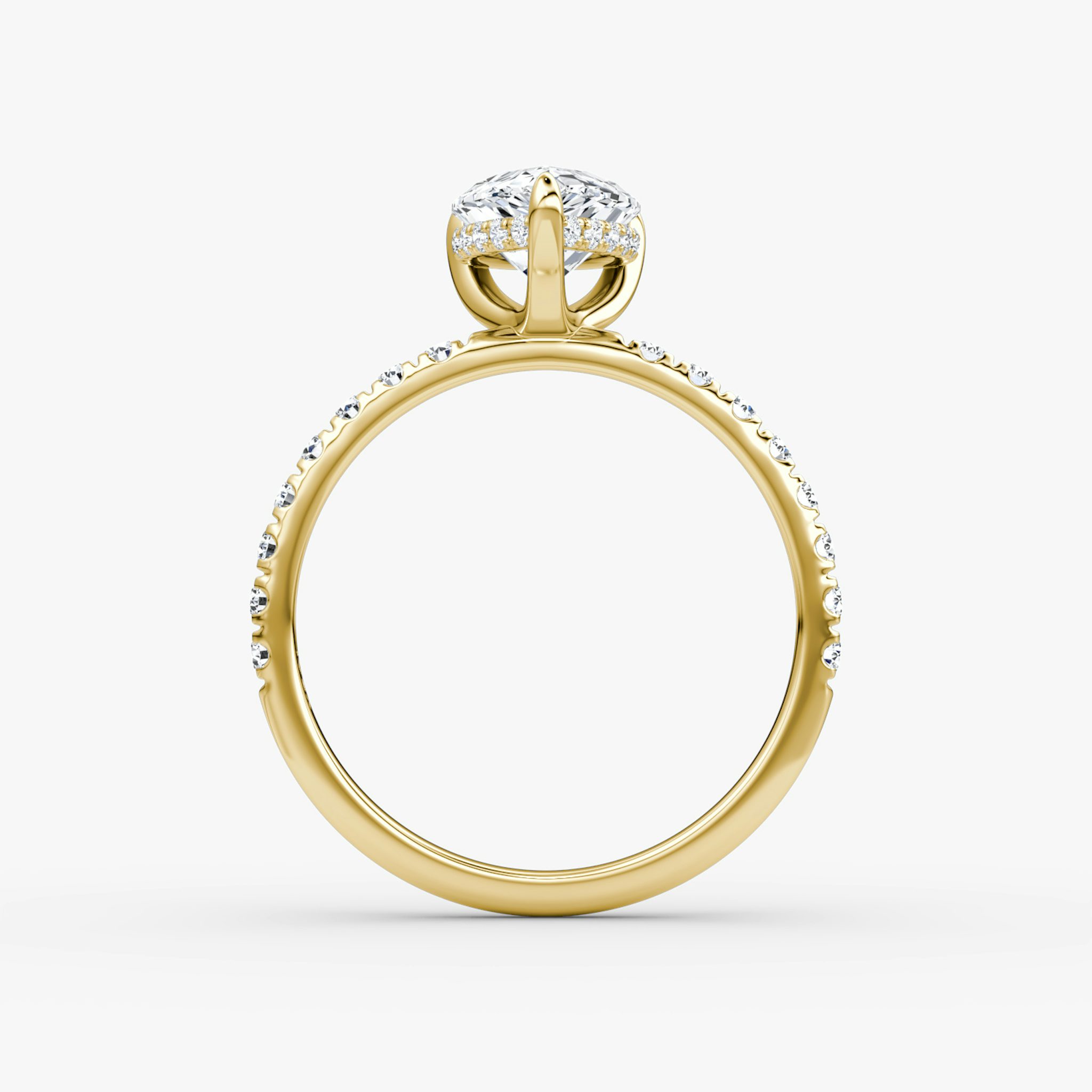 The Classic Hidden Halo | Pear | 18k | Yellow Gold | bandAccent: Pavé | bandWidth: large | prongStyle: Plain | diamondOrientation: vertical | caratWeight: other