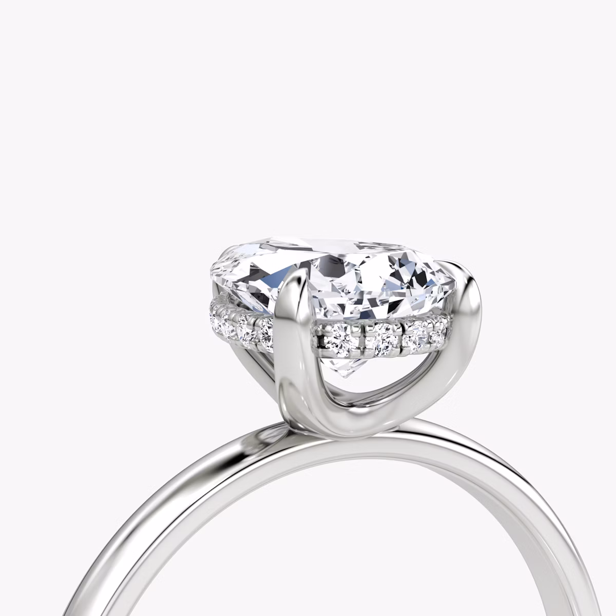 The Classic Hidden Halo | Pear | 18k | White Gold | bandAccent: Plain | bandWidth: large | prongStyle: Plain | diamondOrientation: vertical | caratWeight: other