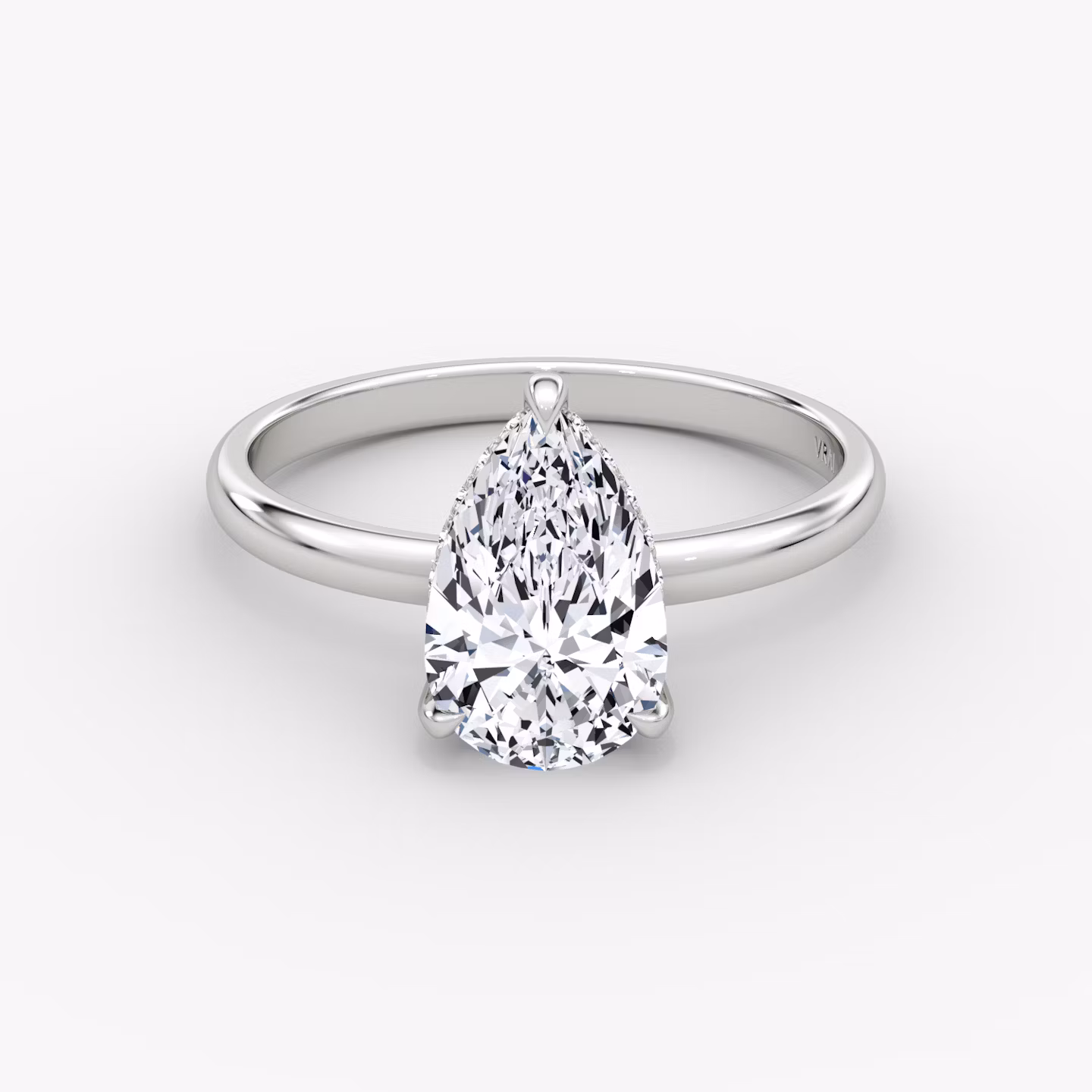 The Classic Hidden Halo | Pear | Platinum | bandAccent: Plain | bandWidth: large | prongStyle: Plain | diamondOrientation: vertical | caratWeight: other