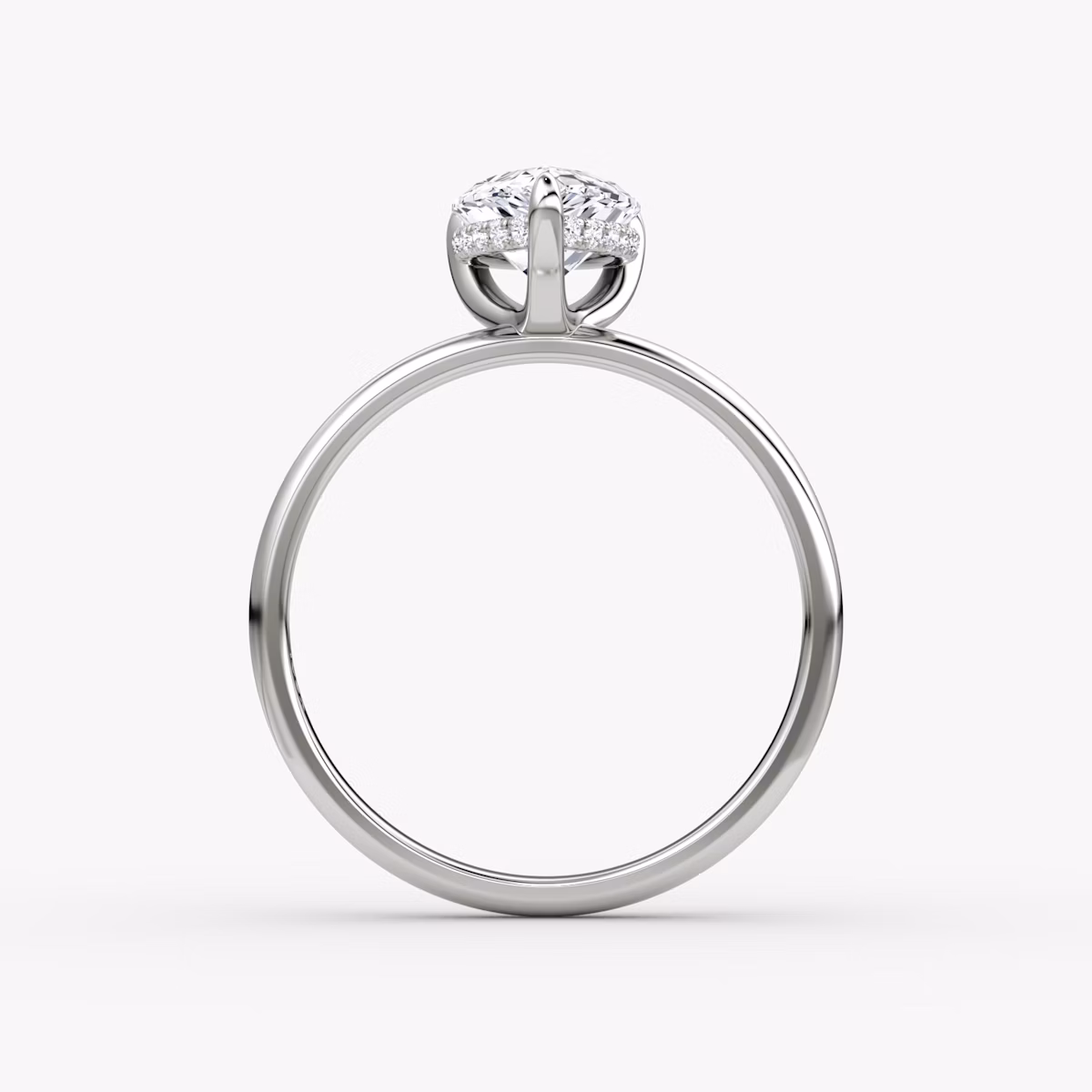 The Classic Hidden Halo | Pear | 18k | White Gold | bandAccent: Plain | bandWidth: large | prongStyle: Plain | diamondOrientation: vertical | caratWeight: other