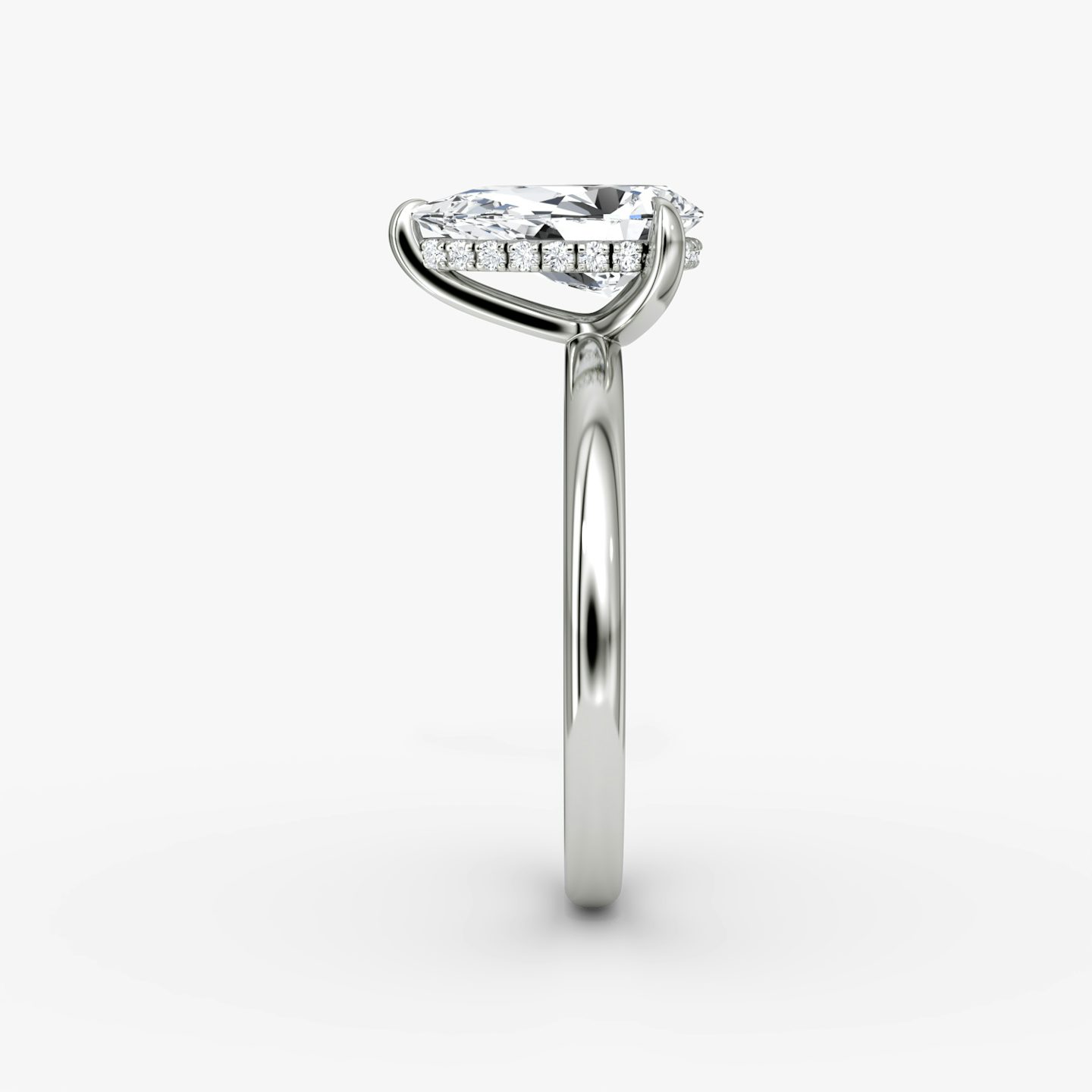 The Classic Hidden Halo | Pear | Platinum | bandAccent: Plain | bandWidth: large | prongStyle: Plain | diamondOrientation: vertical | caratWeight: other