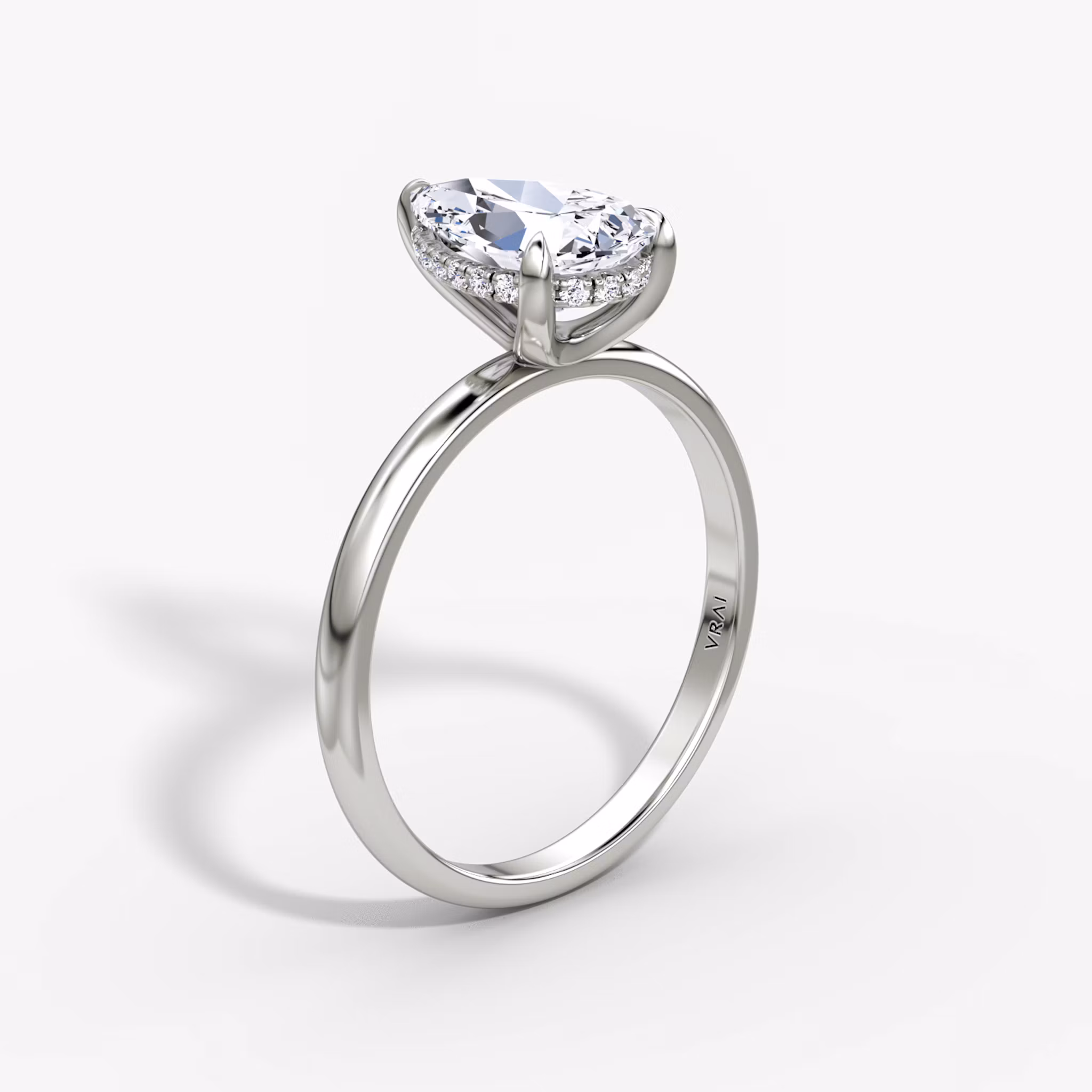 Classic Hidden Halo Pear | White Gold
