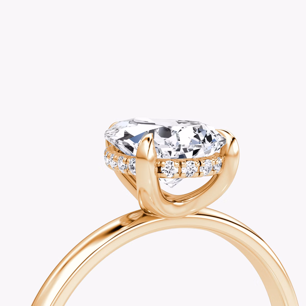 The Classic Hidden Halo | Pear | 14k | Rose Gold | bandAccent: Plain | bandWidth: large | prongStyle: Plain | diamondOrientation: vertical | caratWeight: other