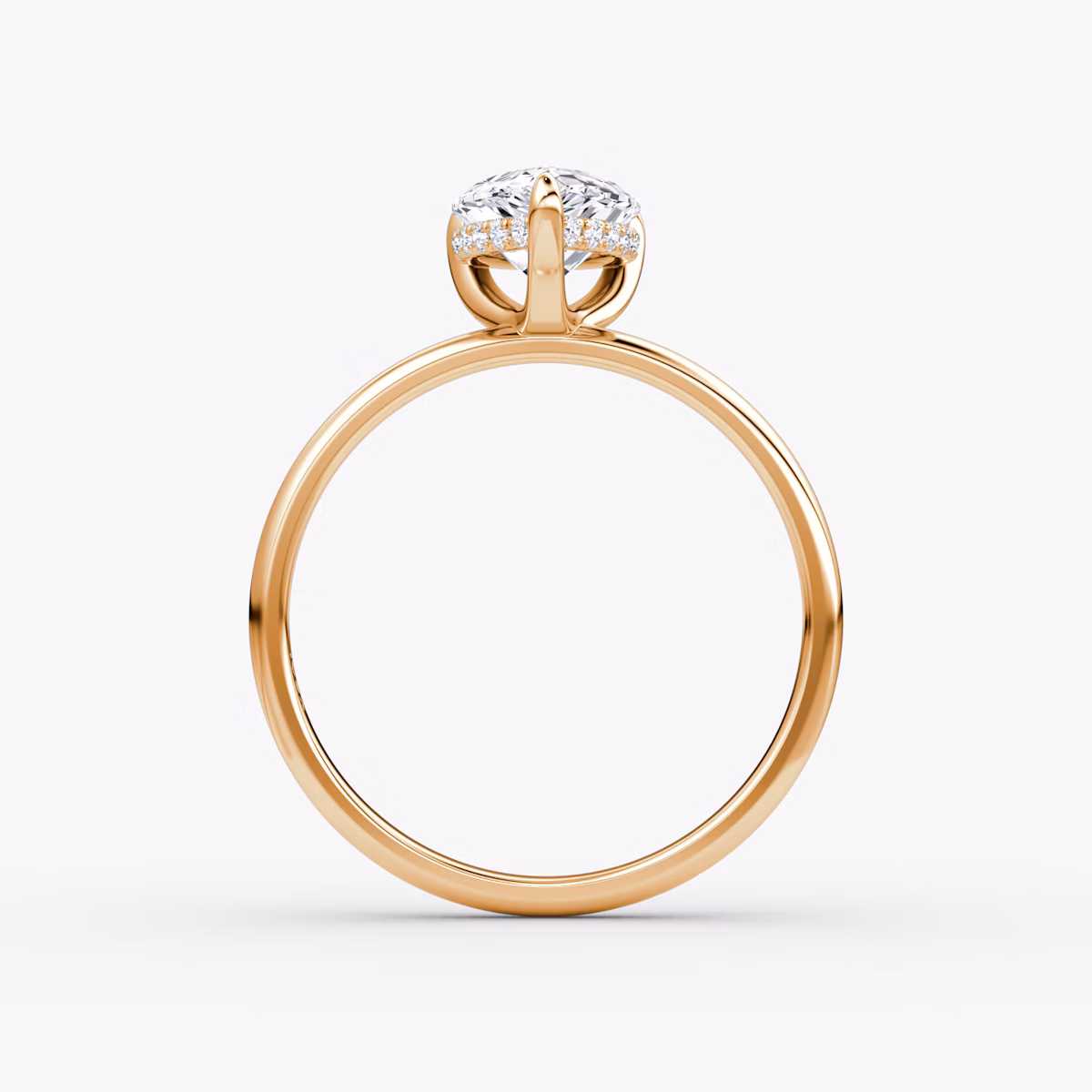 The Classic Hidden Halo | Pear | 14k | Rose Gold | bandAccent: Plain | bandWidth: large | prongStyle: Plain | diamondOrientation: vertical | caratWeight: other