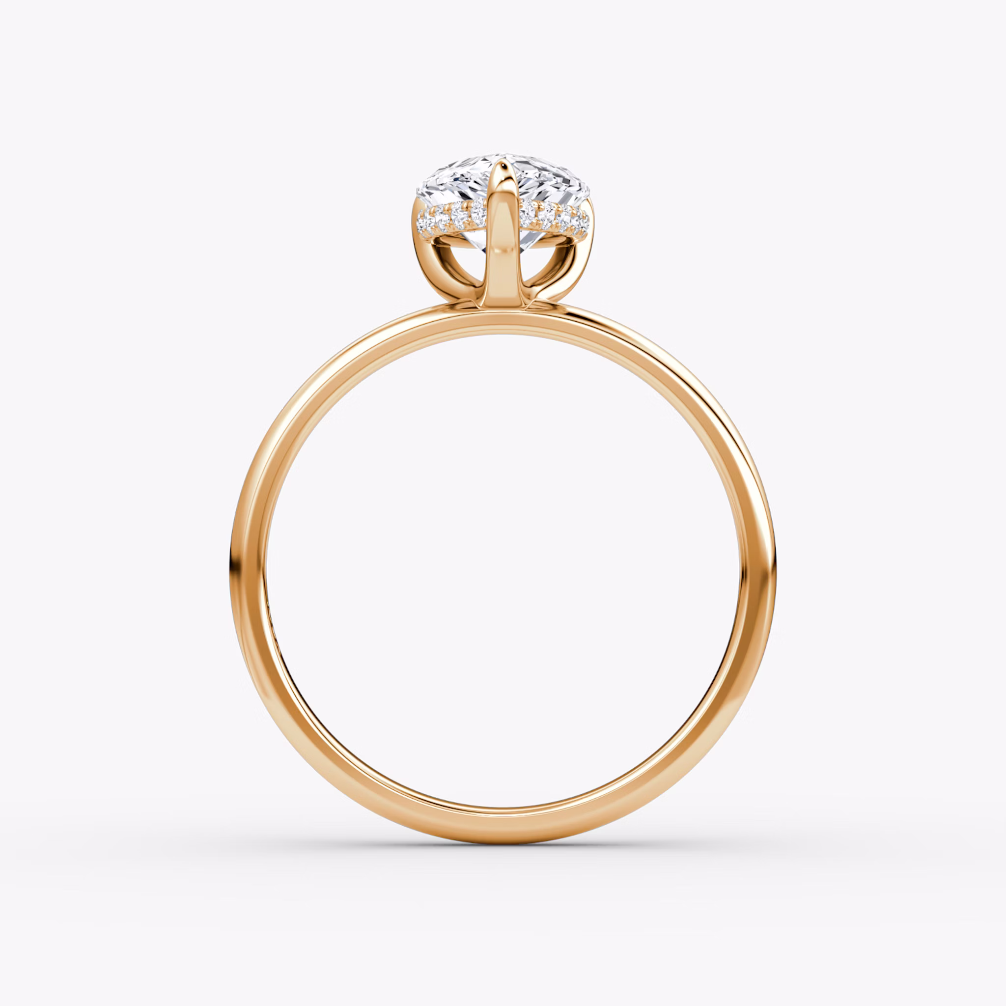 The Classic Hidden Halo | Pear | 14k | Rose Gold | bandAccent: Plain | bandWidth: large | prongStyle: Plain | diamondOrientation: vertical | caratWeight: other