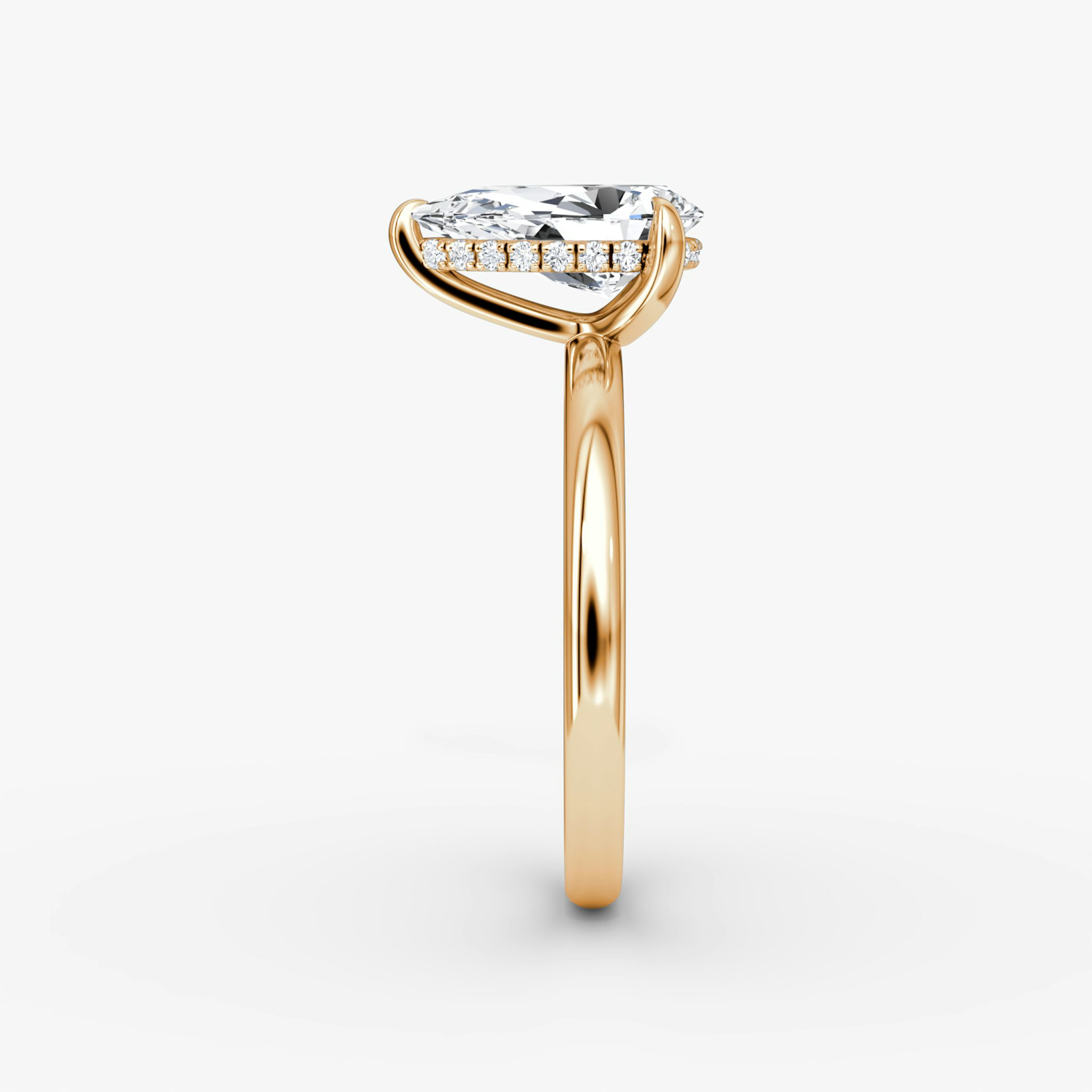 The Classic Hidden Halo | Pear | 14k | Rose Gold | bandAccent: Plain | bandWidth: large | prongStyle: Plain | diamondOrientation: vertical | caratWeight: other