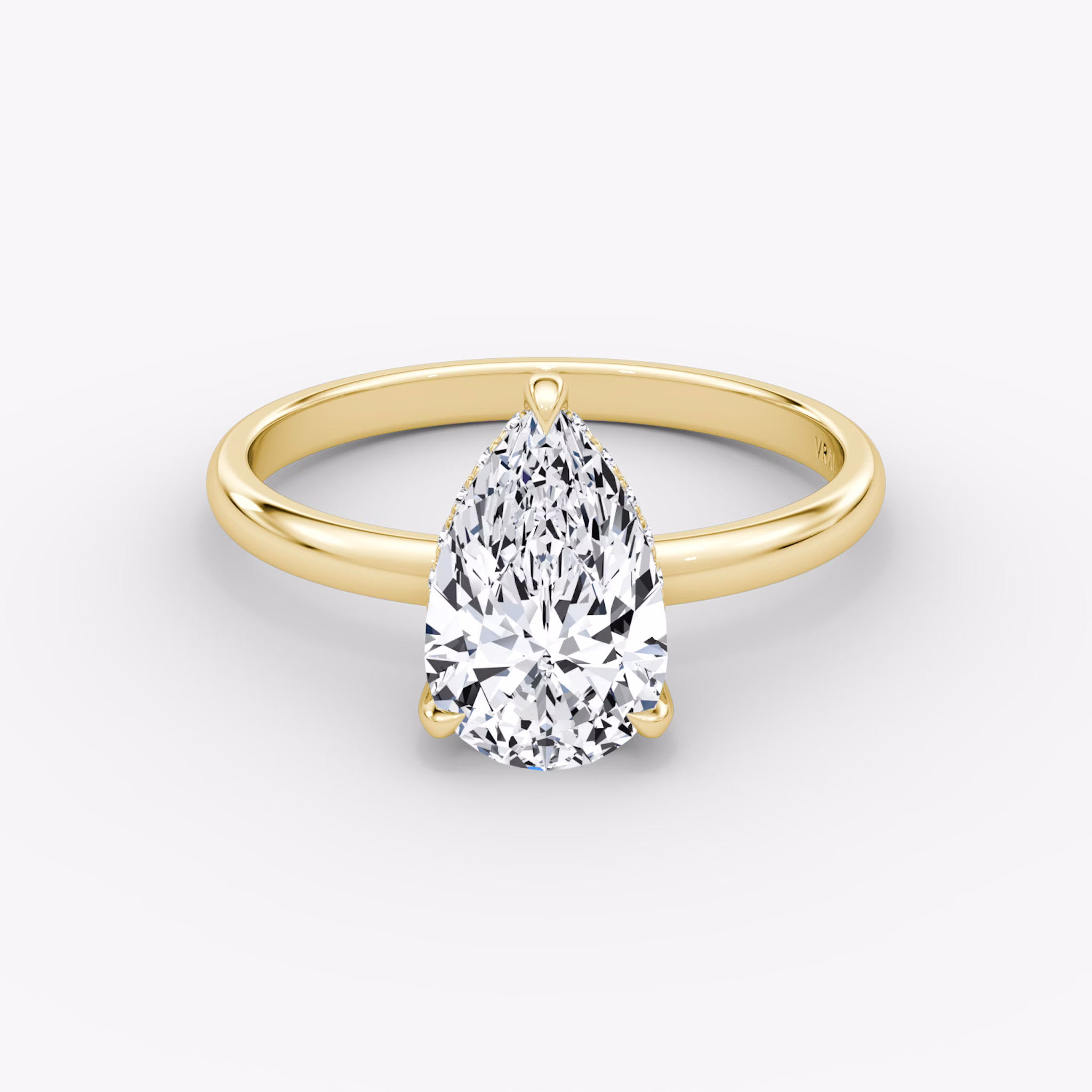 The Classic Hidden Halo | Pear | 18k | Yellow Gold | bandAccent: Plain | bandWidth: large | prongStyle: Plain | diamondOrientation: vertical | caratWeight: other