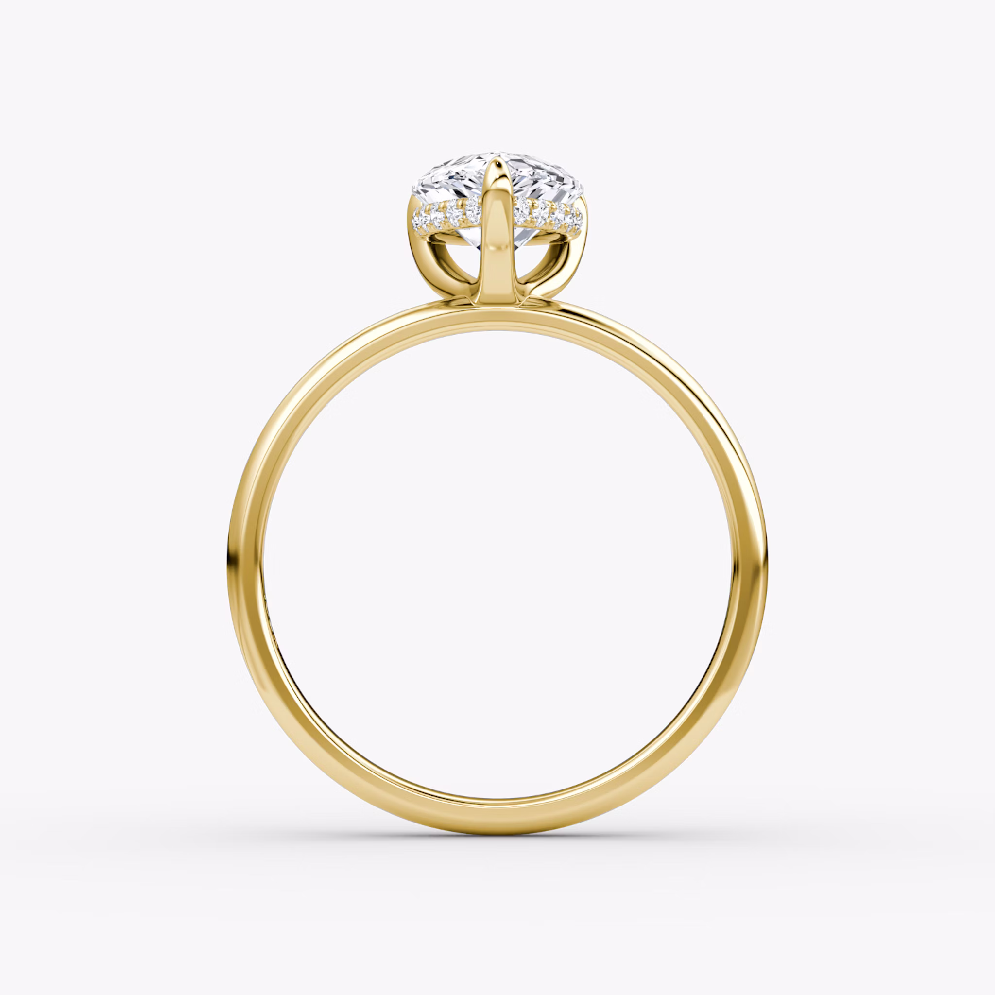 The Classic Hidden Halo | Pear | 18k | Yellow Gold | bandAccent: Plain | bandWidth: large | prongStyle: Plain | diamondOrientation: vertical | caratWeight: other