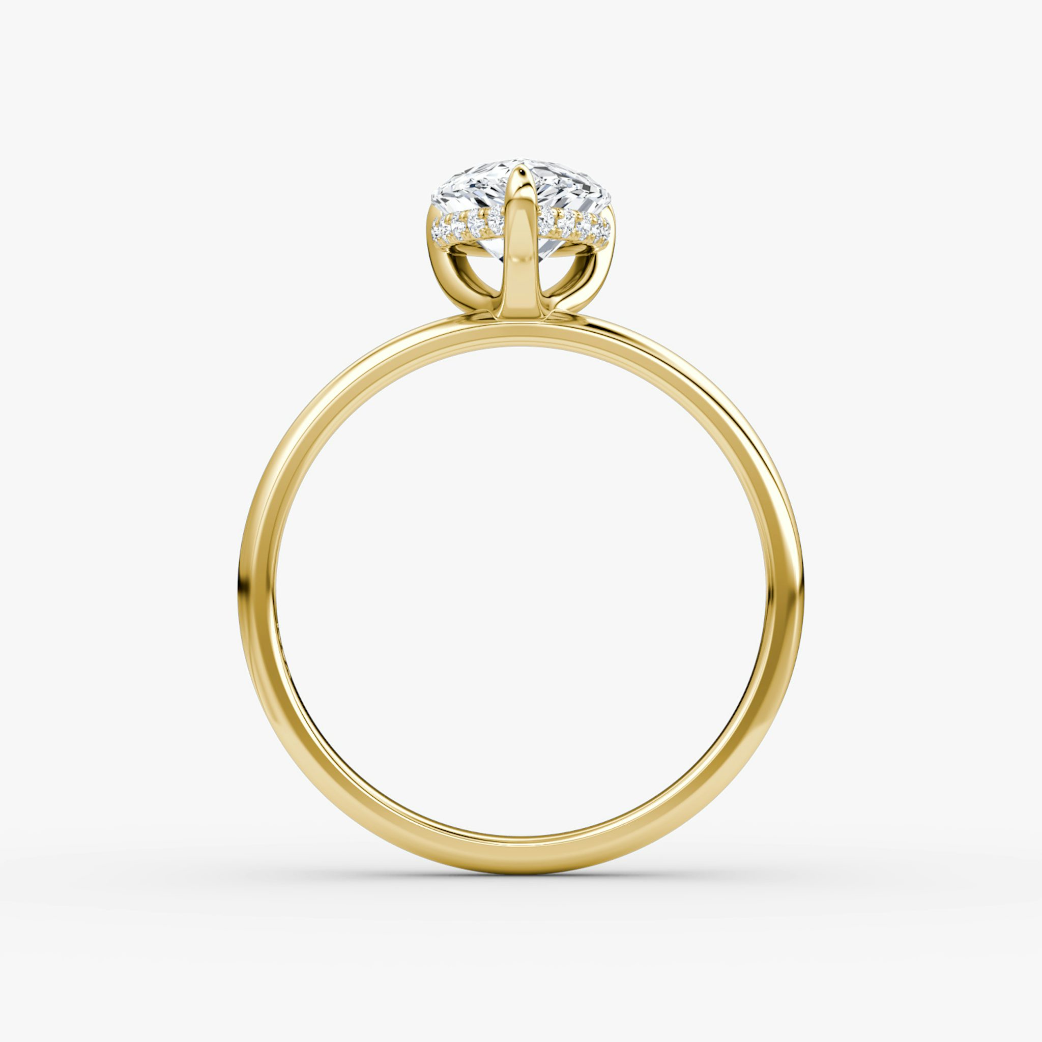 The Classic Hidden Halo | Pear | 18k | Yellow Gold | bandAccent: Plain | bandWidth: large | prongStyle: Plain | diamondOrientation: vertical | caratWeight: other