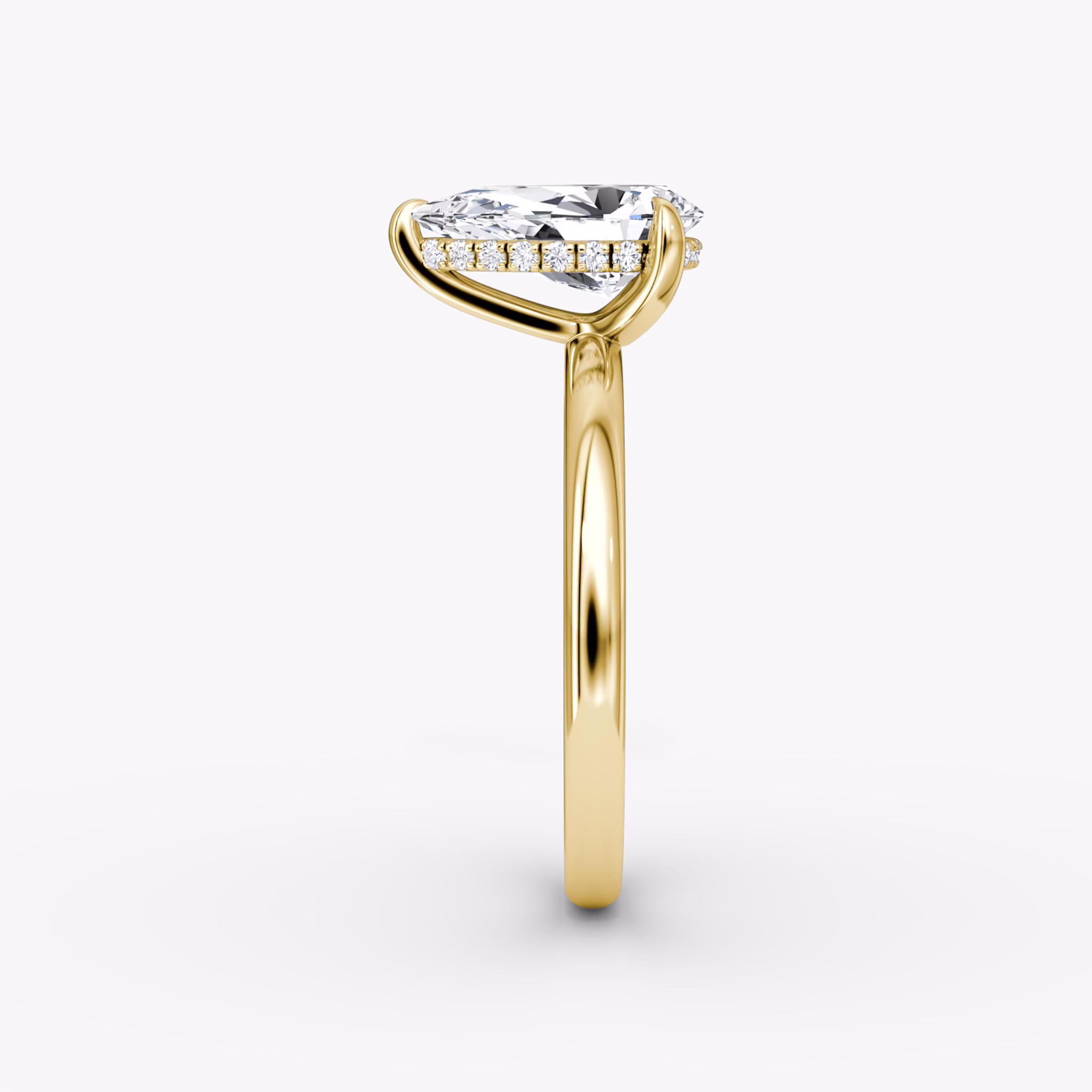 The Classic Hidden Halo | Pear | 18k | Yellow Gold | bandAccent: Plain | bandWidth: large | prongStyle: Plain | diamondOrientation: vertical | caratWeight: other