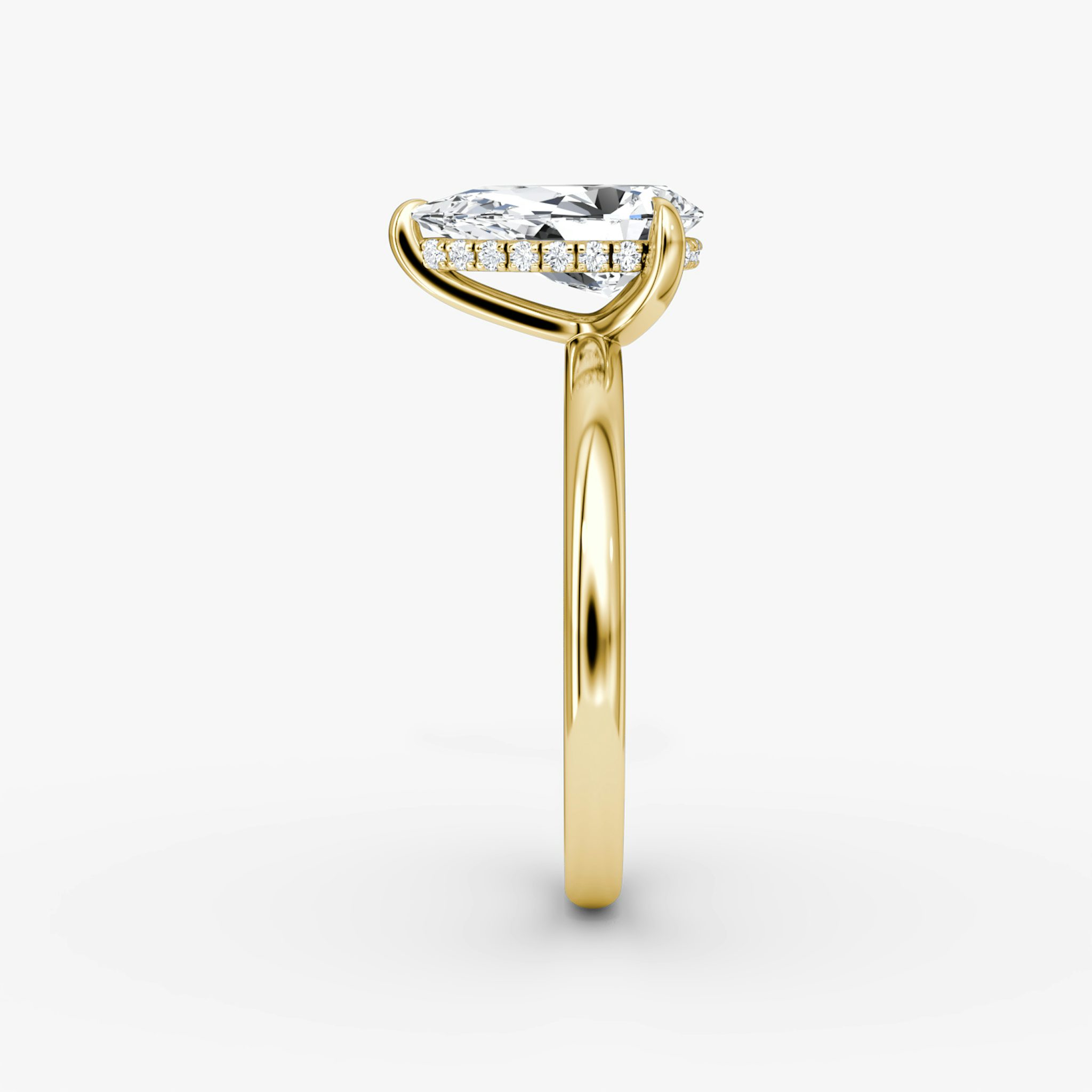 The Classic Hidden Halo | Pear | 18k | Yellow Gold | bandAccent: Plain | bandWidth: large | prongStyle: Plain | diamondOrientation: vertical | caratWeight: other