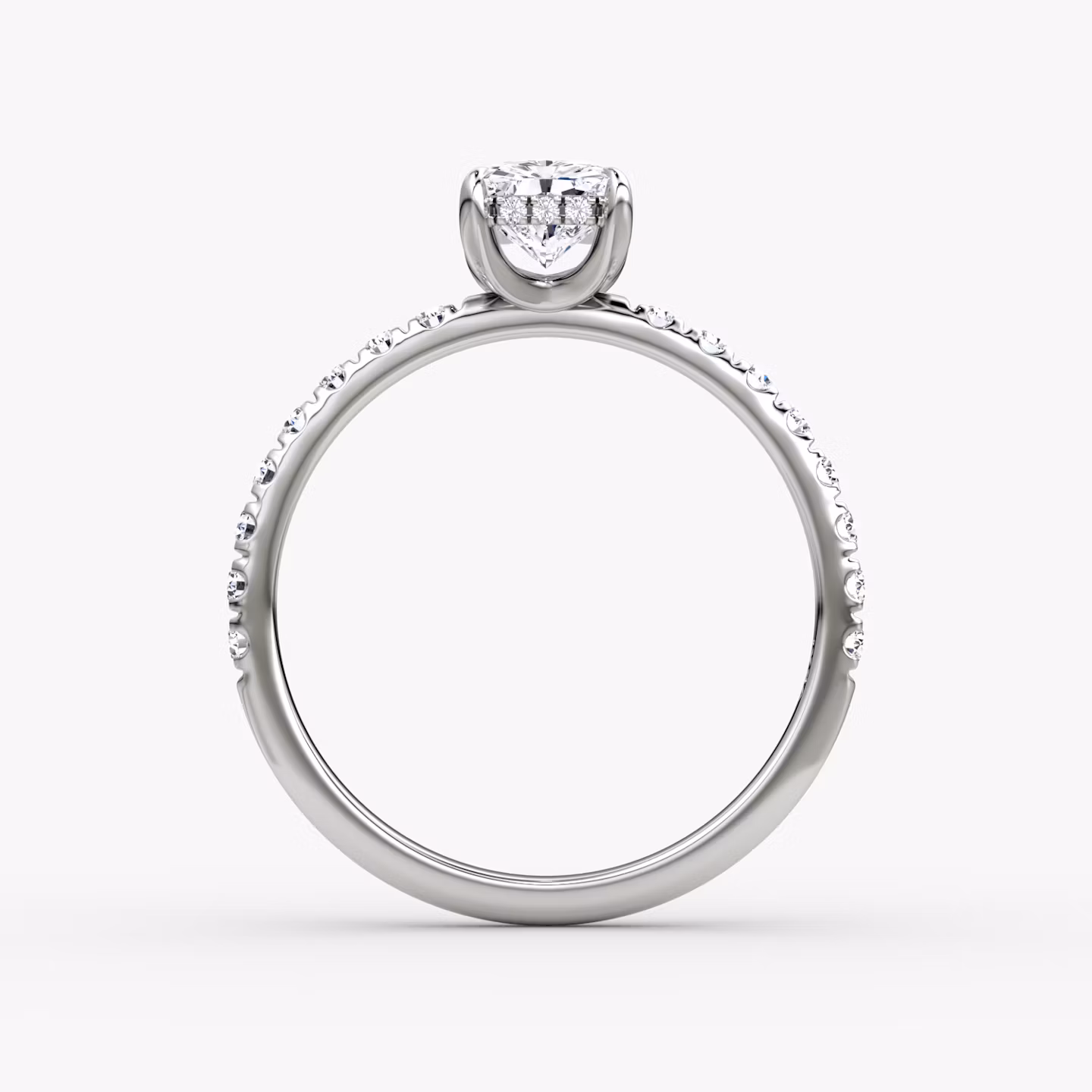 The Classic Hidden Halo | Radiant | Platinum | bandAccent: Pavé | bandWidth: large | prongStyle: Plain | diamondOrientation: vertical | caratWeight: other